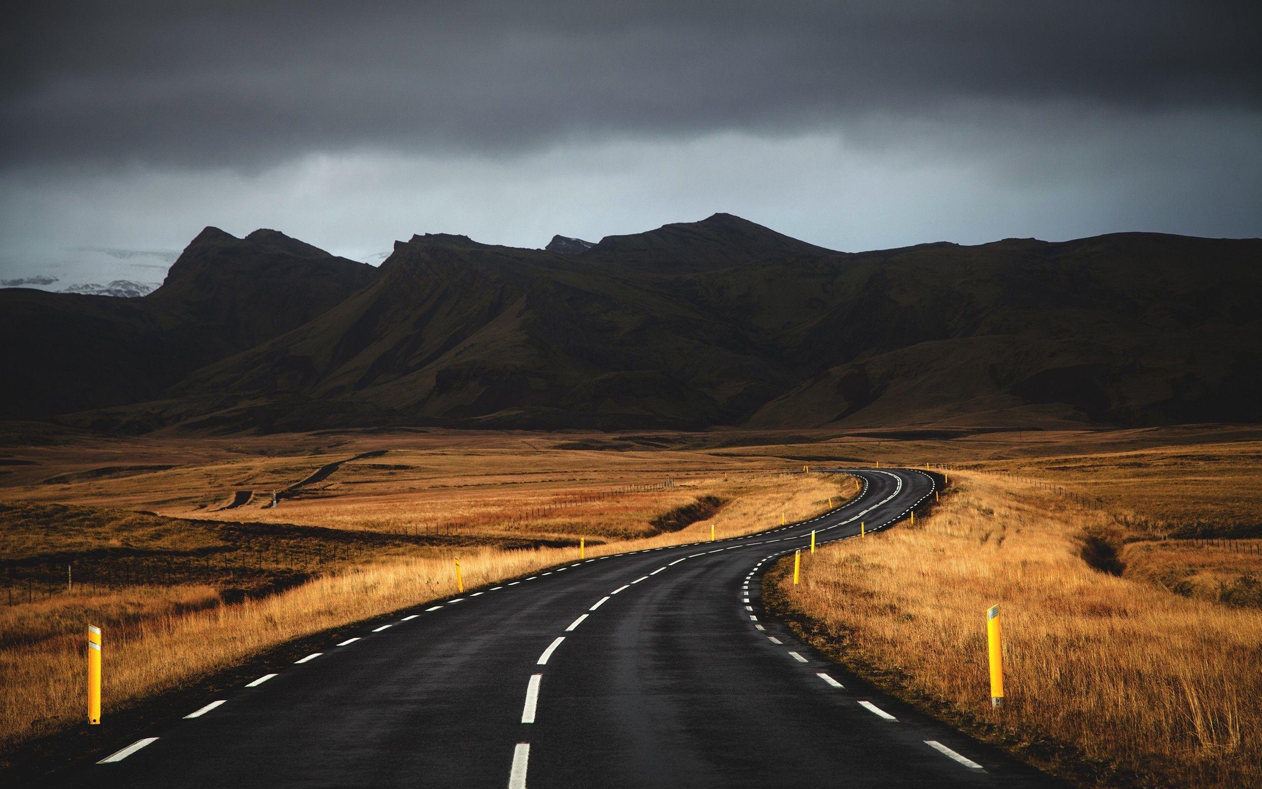 2560x1600 Wallpaper road, mountains, Iceland desktop wallpaper Nature