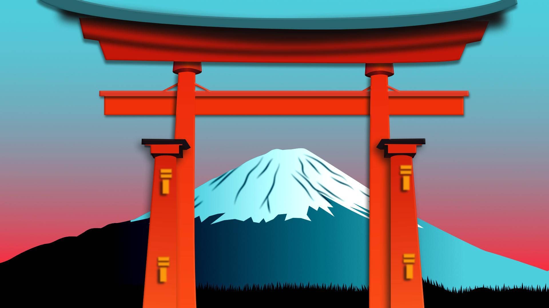1920x1080 Torii Gate And Mount Fuji Wallpaper