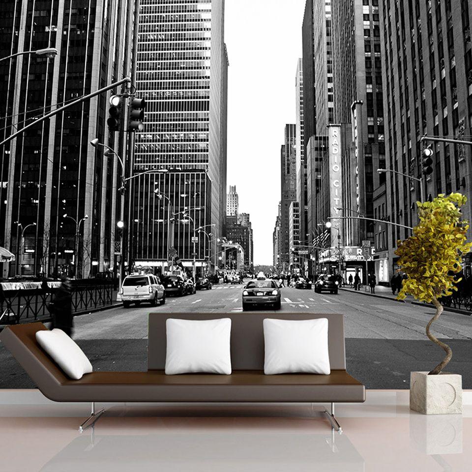 960x960 US $14.8 20% OFF. Wallpaper Photo 3D Modern Wall Mural Greyscale Wallpaper For Living Room Famous City Building Backdrop Home Improvement Photo In