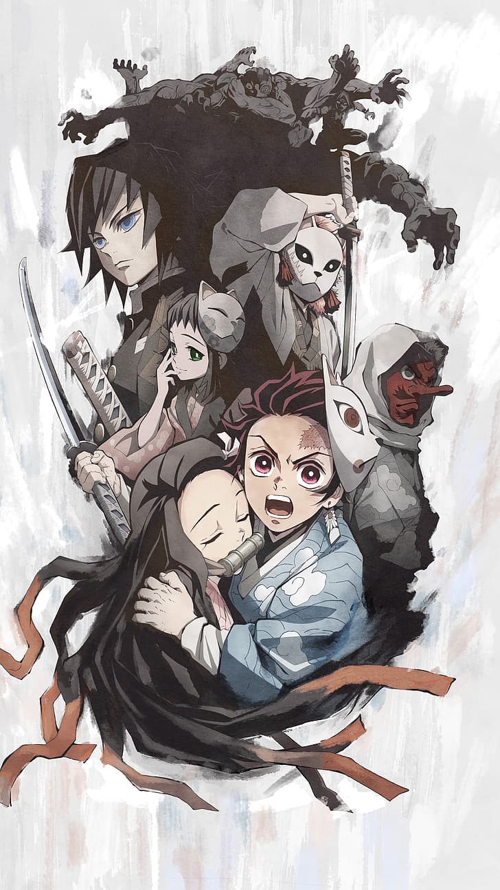 728x1294 HD wallpaper: Kimetsu no Yaiba, Kamado Nezuko, Kamado Tanjiro