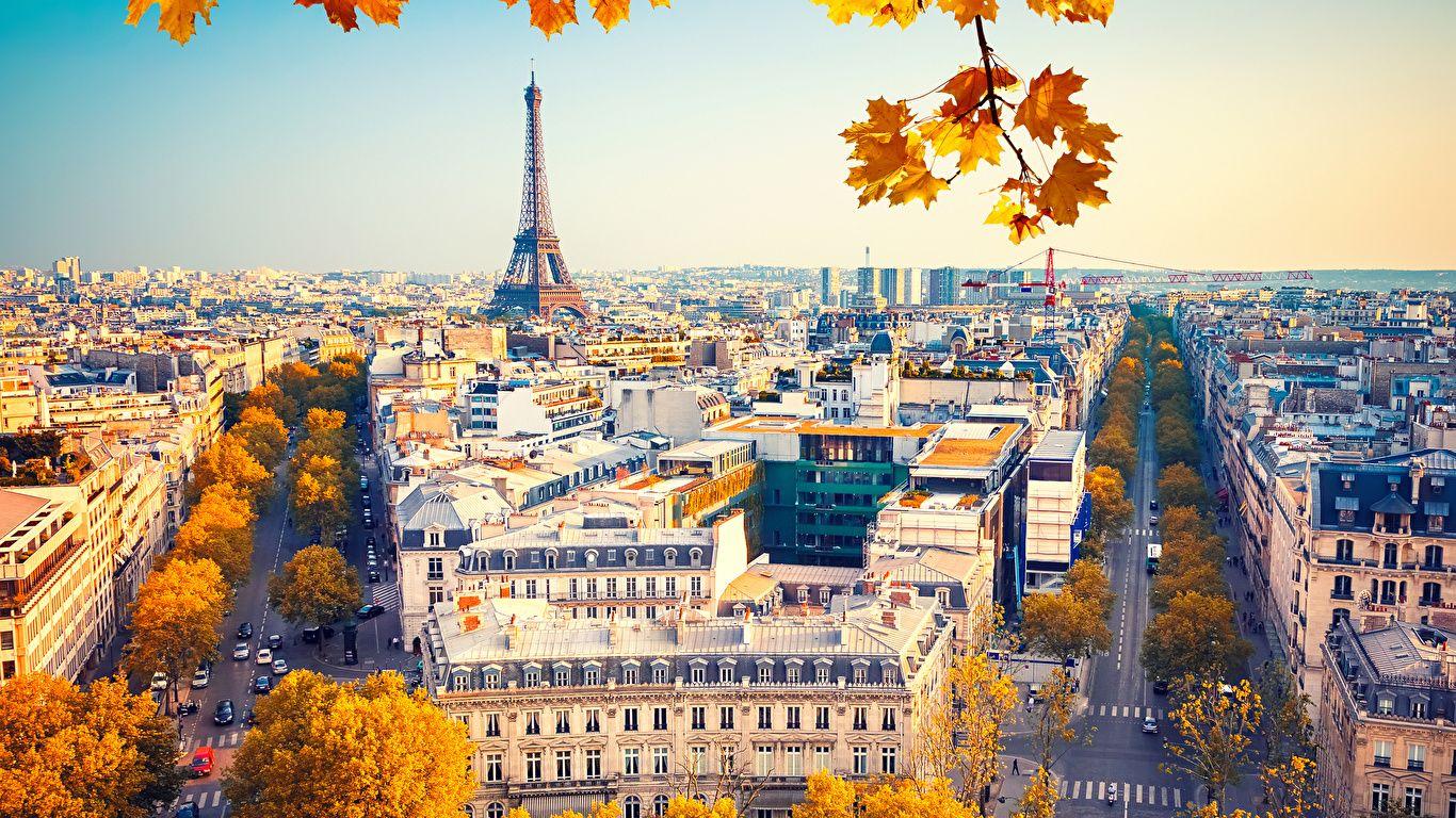 1366x768 Wallpaper Paris France Autumn Roads Street Cities Houses