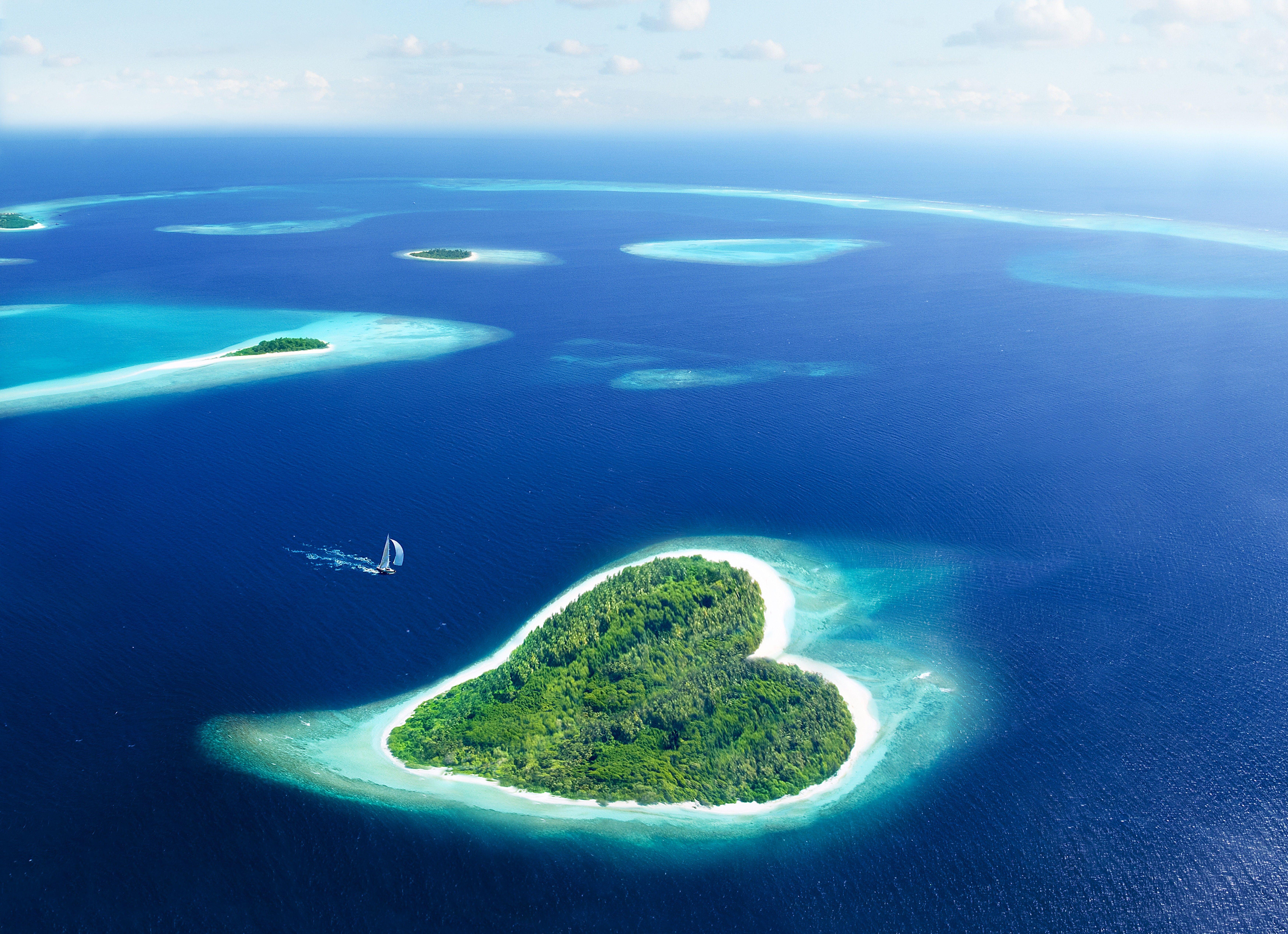 7000x5075 Beach: Maldive Sunshine Ocean Travel Sea Heart Caribbean Beach