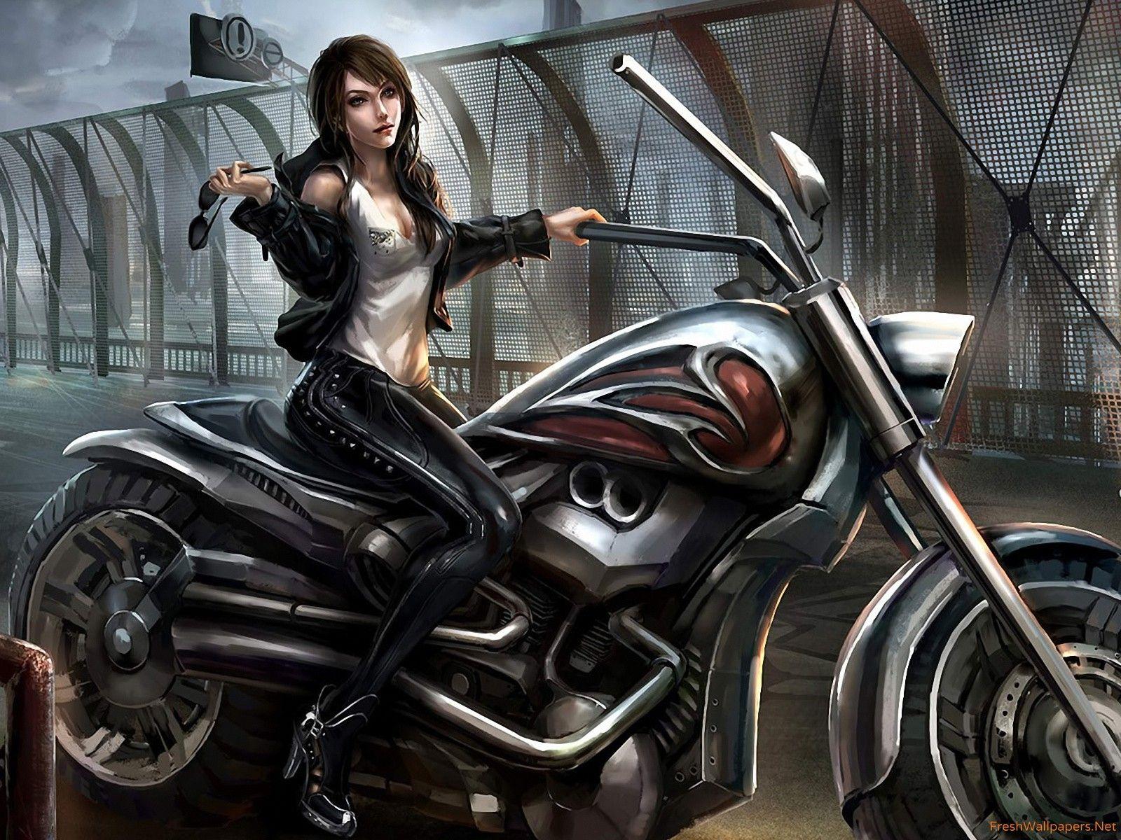 1600x1200 Motorcycle Girl 2 Wallpaper Girl