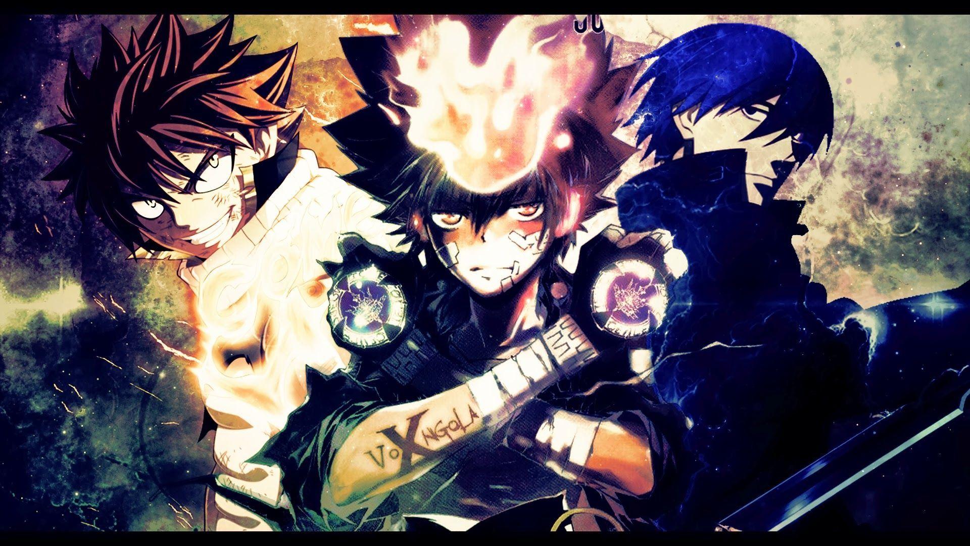 1920x1080 Anime Cross Over Tsuna Sawada Natsu Dragneel Hei Reborn