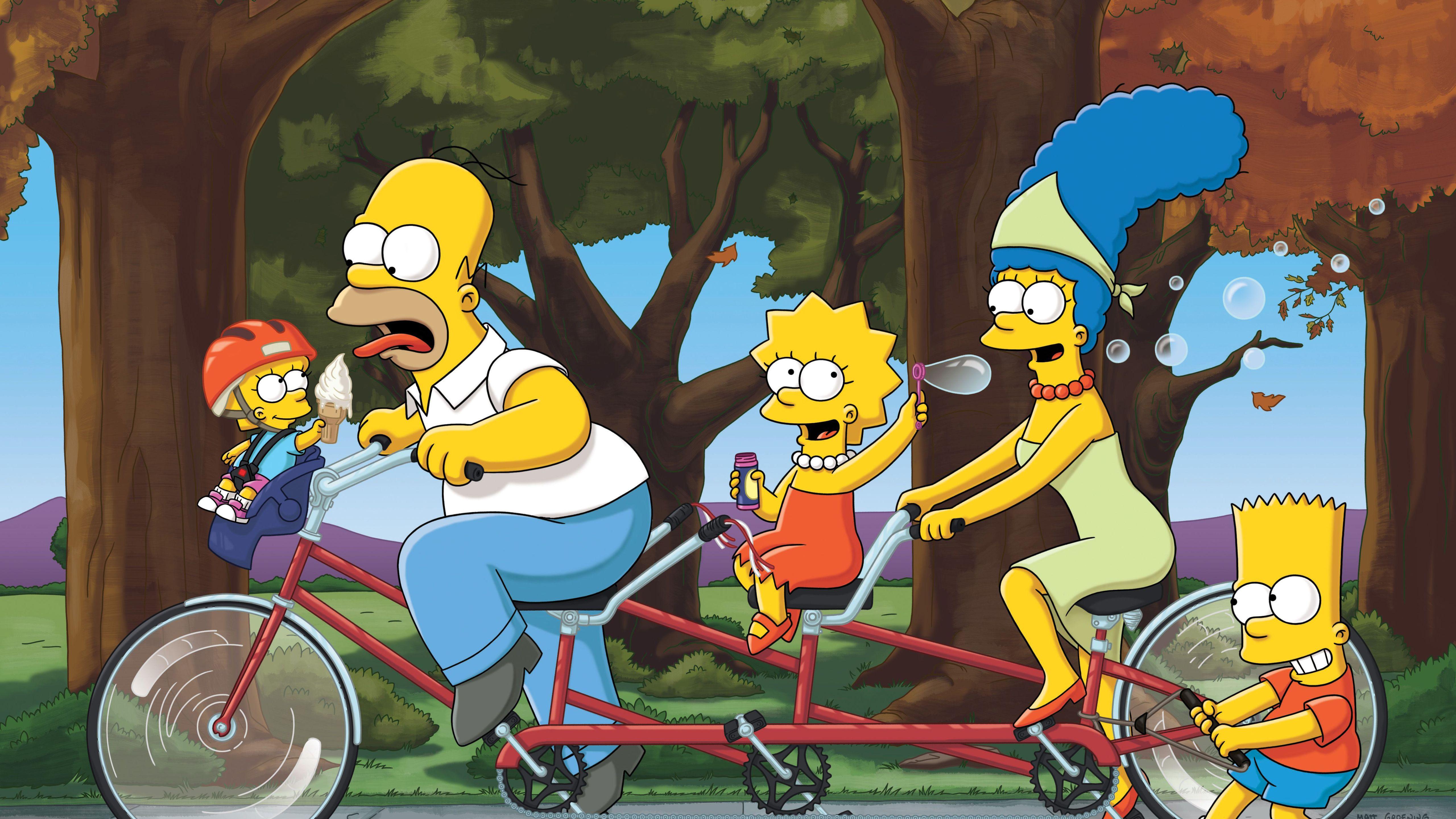5120x2880 Homer Marge Bart Lisa The Simpsons Family 5K