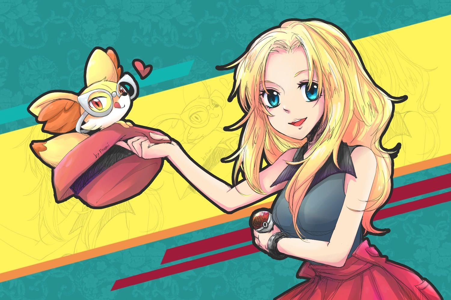 1500x1000 blonde hair blue eyes pokemon serena (pokemon) signed
