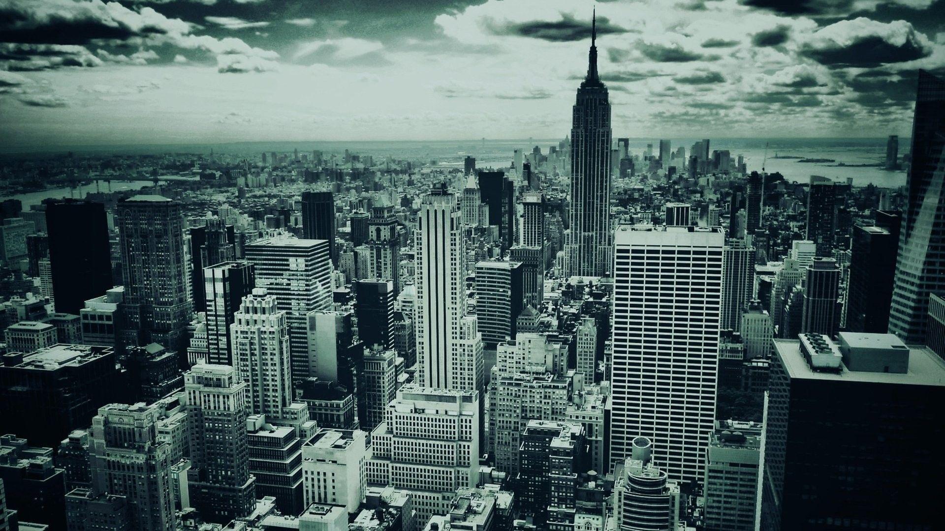 1920x1080 Black And White City Wallpaper