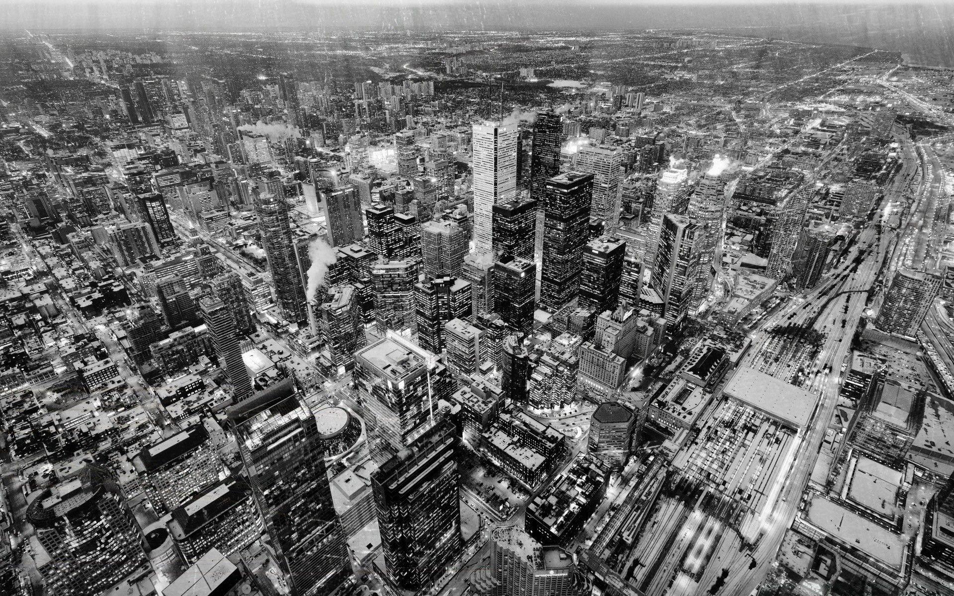 1920x1200 Aerial Photography, Toronto, Black and White