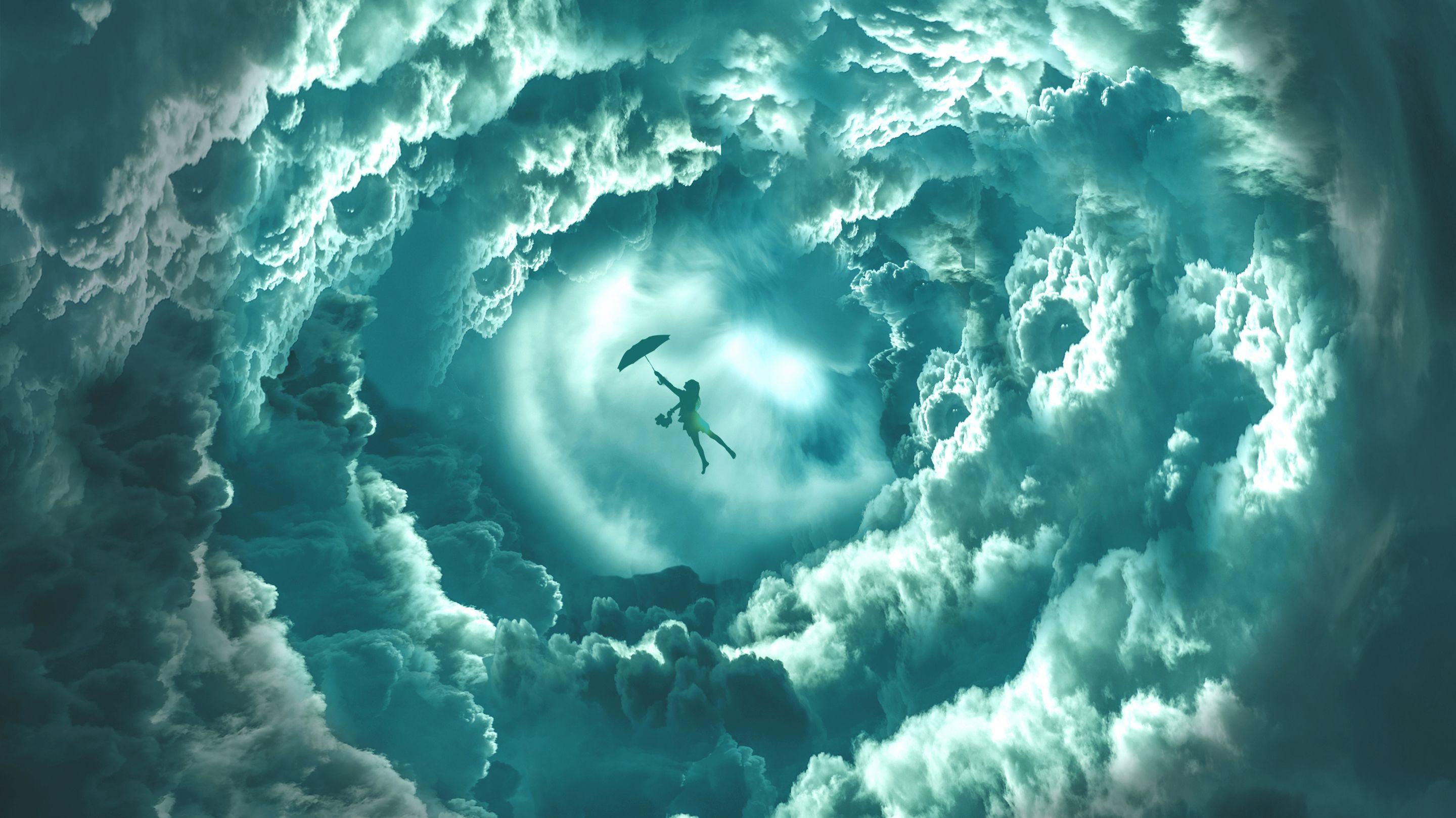 2880x1620 Flying Girl's Dream HD Wallpaper. Background Image