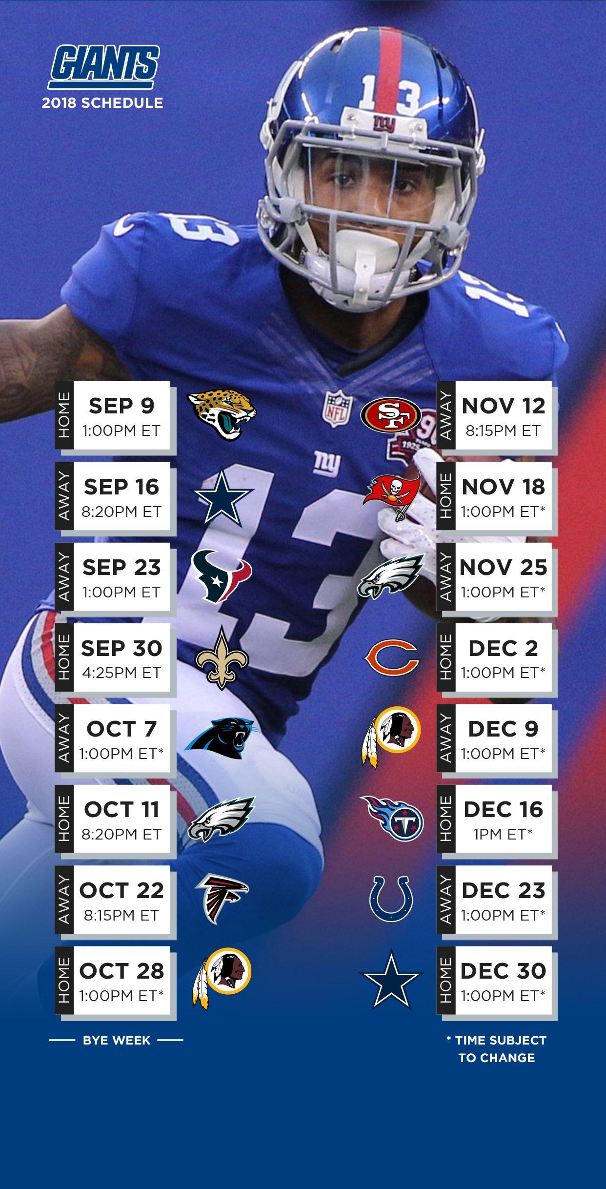 1242x2436 NY Giants Schedule Wallpaper