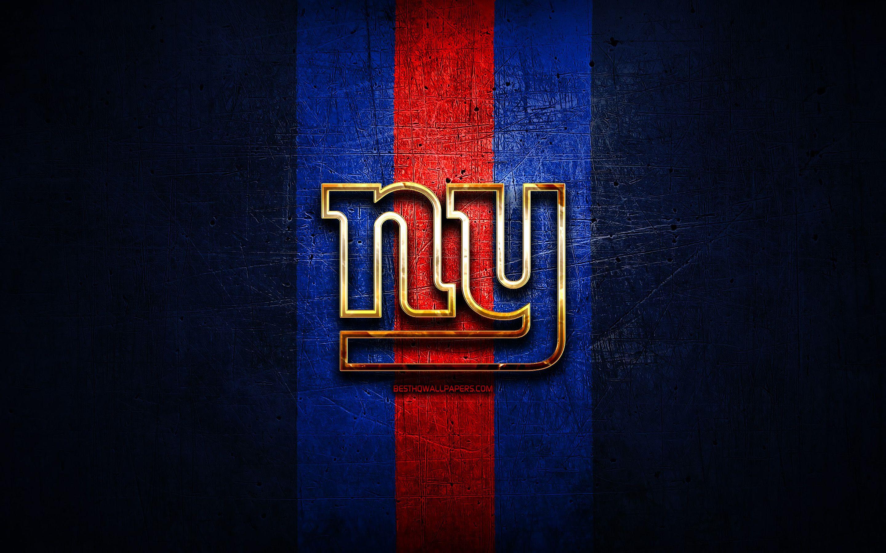 2880x1800 Download wallpaper New York Giants, golden logo, NFL, blue