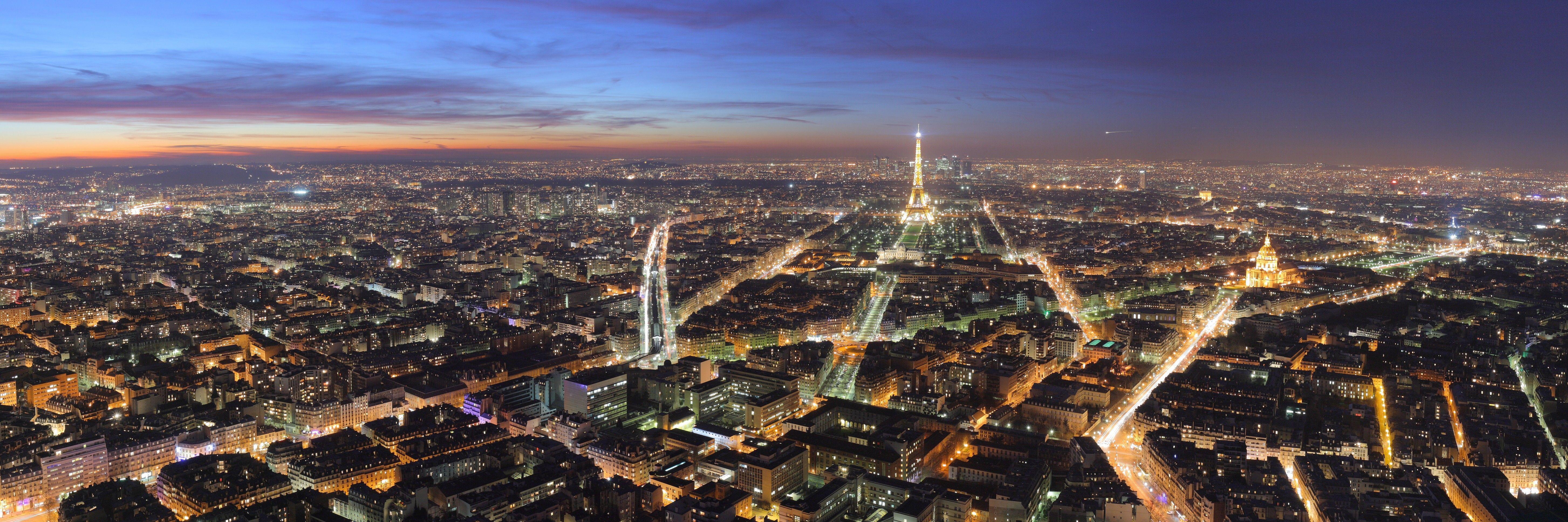 5813x1938 Paris, city, france, night, lights, City Lights, Skyline, Eiffel