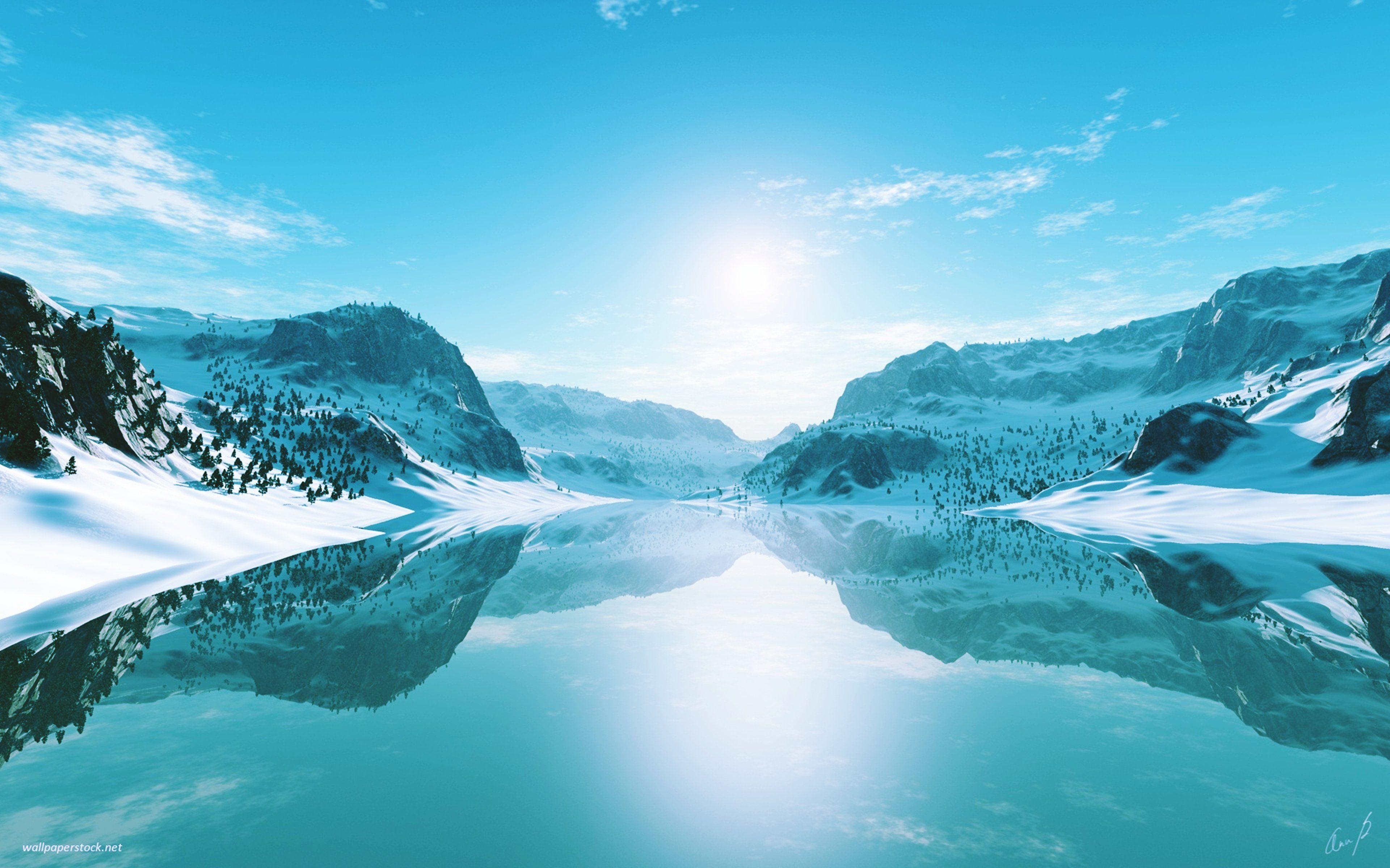 3840x2400 nature, Landscapes, Earth, Snow, Sky, Sunny, Clouds, Lakes, Cold, Winter Wallpaper HD / Desktop and Mobile Background