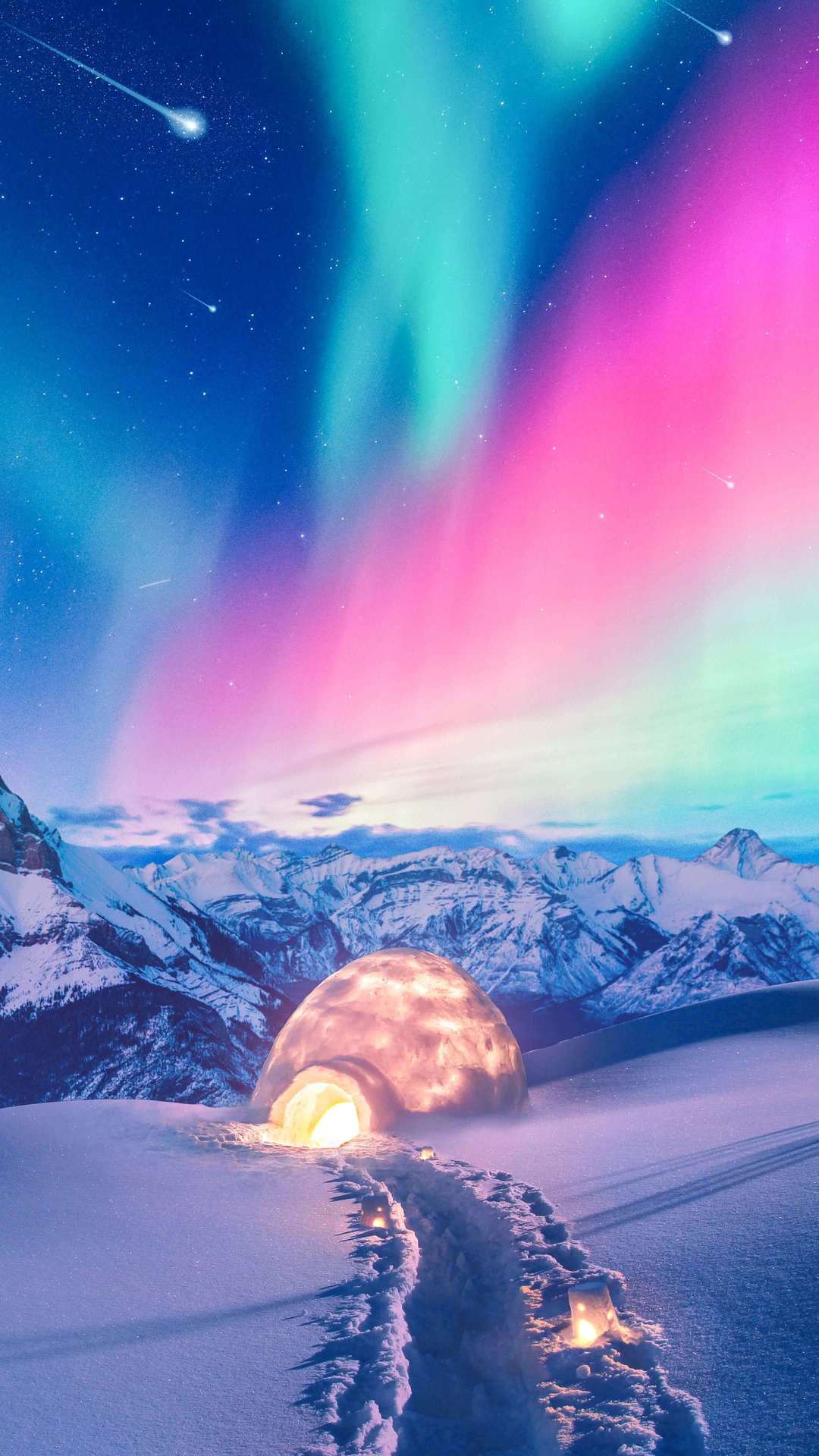 1080x1920 aurora, northern lights, snow, winter, nature, HD