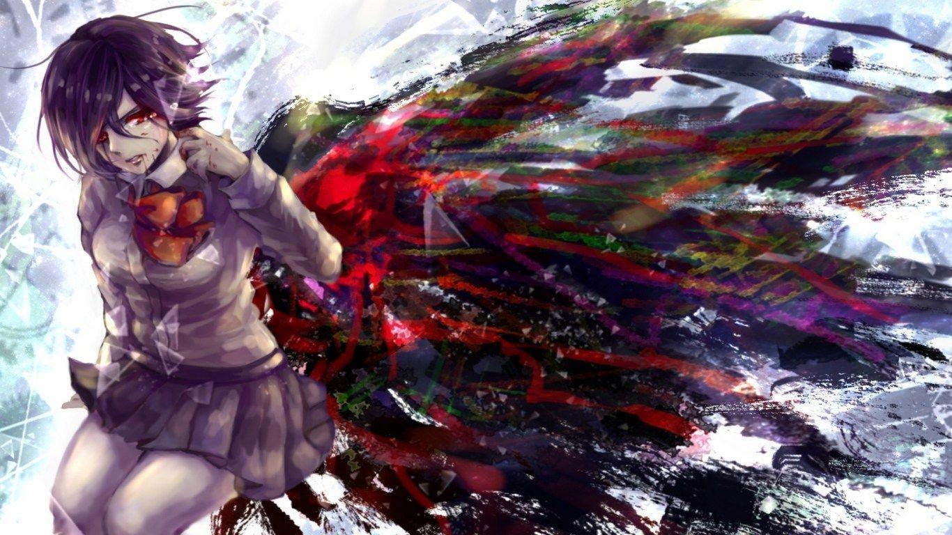 1366x768 Download HD Rune Mikoto Touka Kirishima Anime Tokyo Ghoul Wallpaper