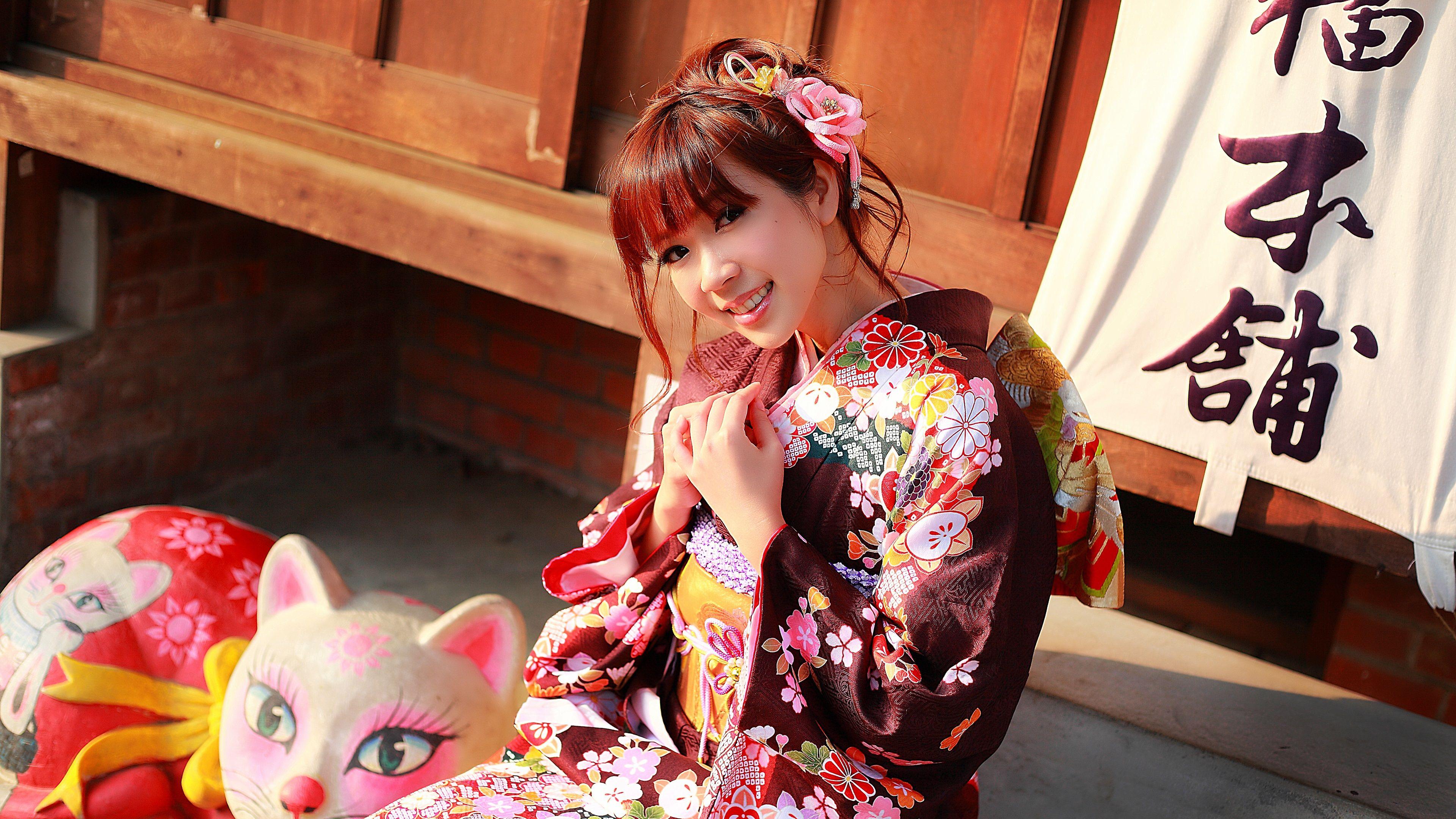 3840x2160 Wallpaper Japanese girl beautiful kimono HD, Picture, Image