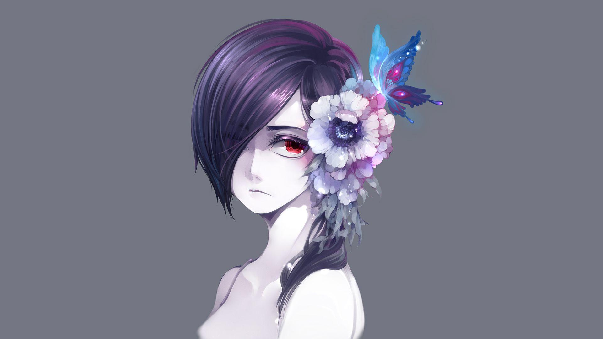 1920x1080 Cute Anime Girl Touka Kirishima Art Ghoul Wallpaper