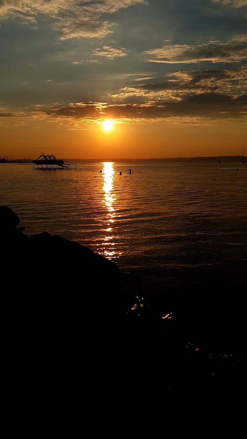 800x1422 Sunset, hungary, balaton, peace, sunsets, see, night, beauty, water, HD phone wallpaper