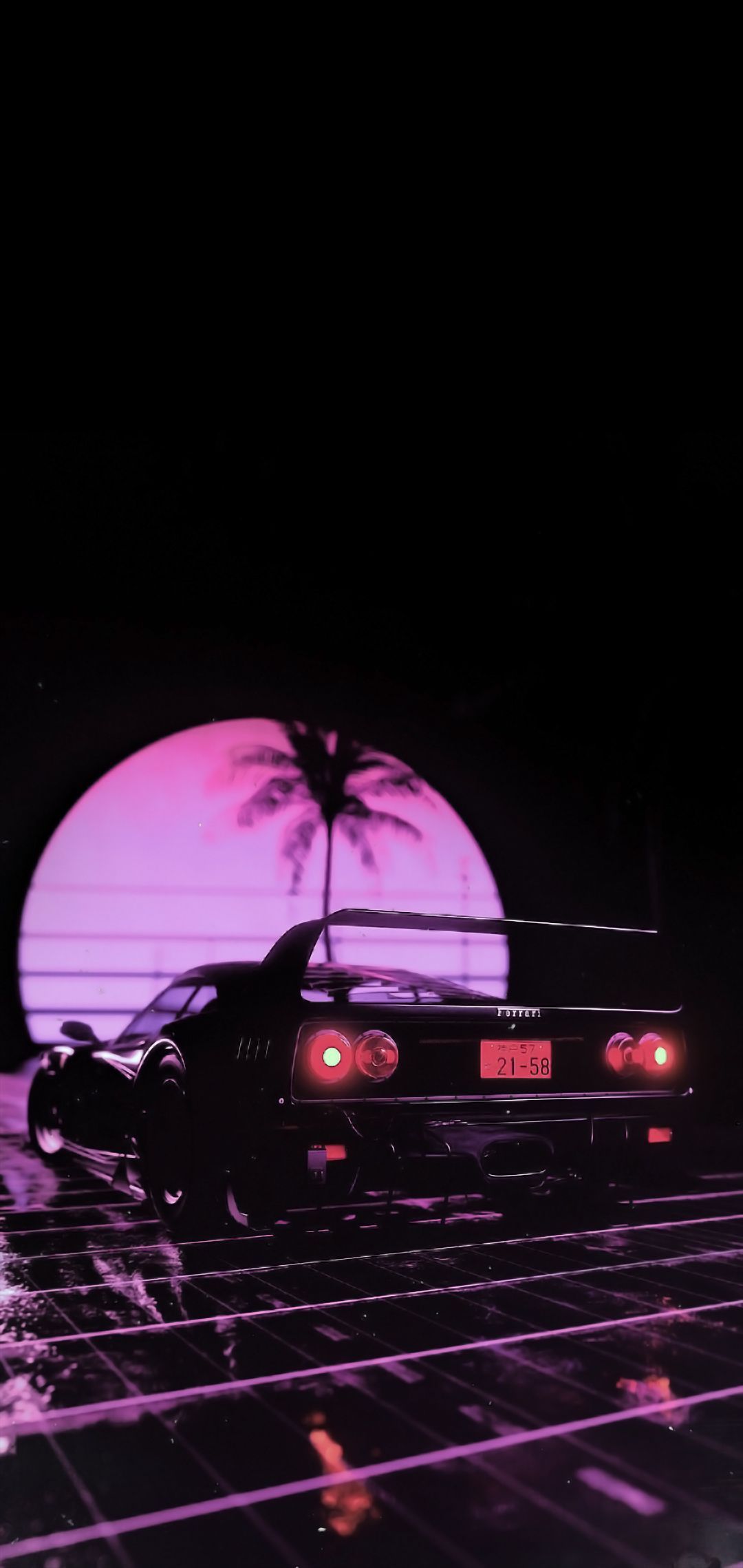 1080x2278 RETRO WAVE CAR AMOLED WALLPAPER