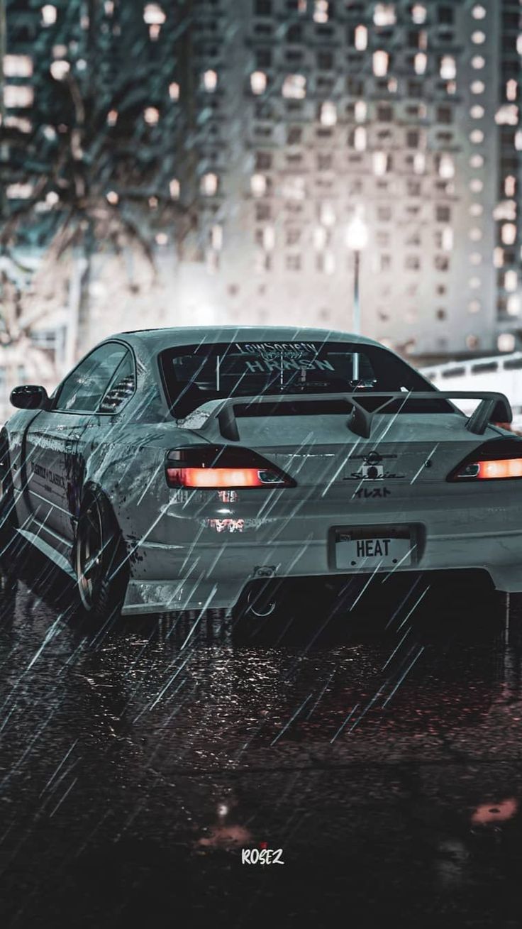 736x1309 Car in rainy night