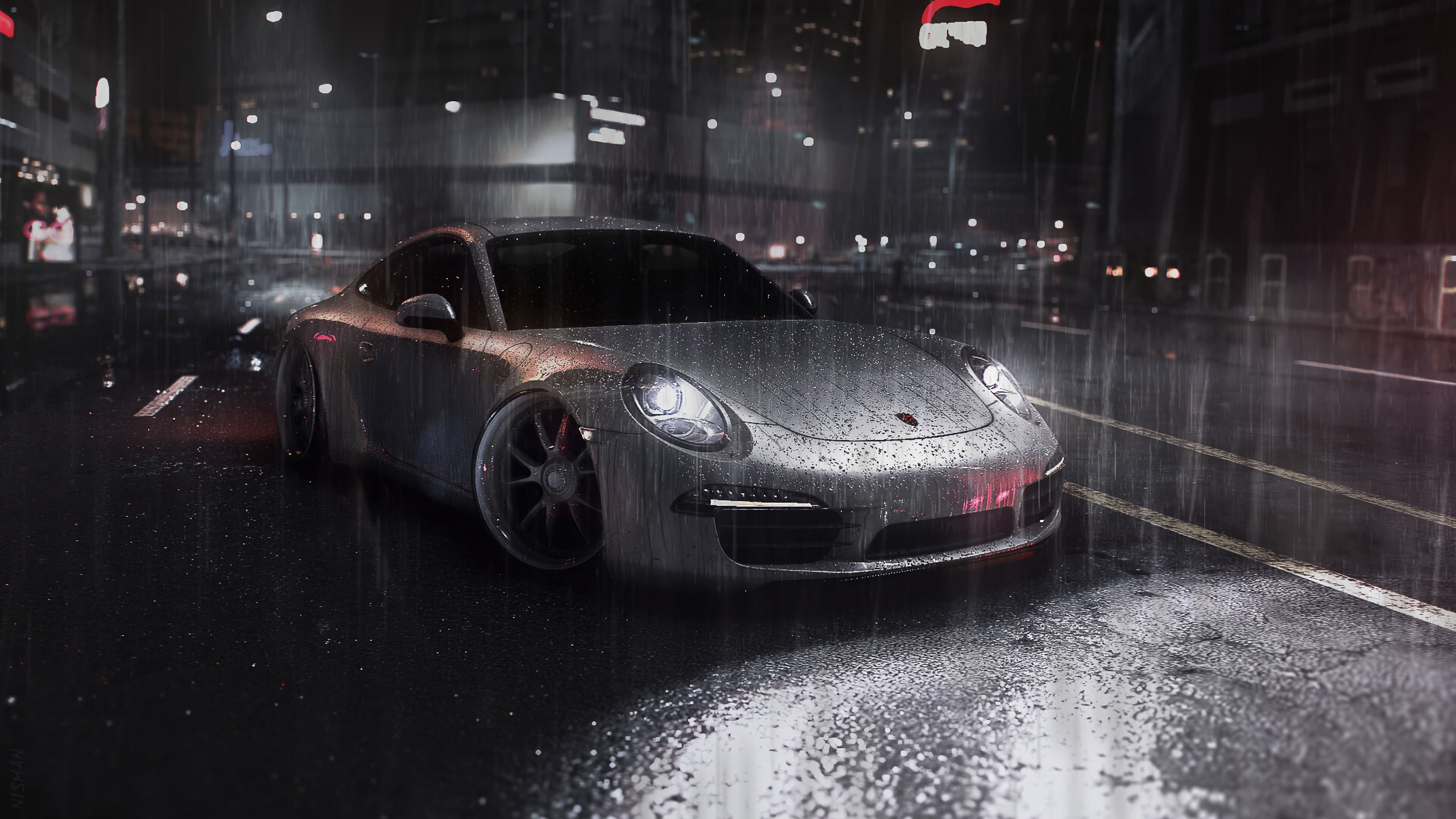 3840x2160 Car Rain 4k Wallpaper