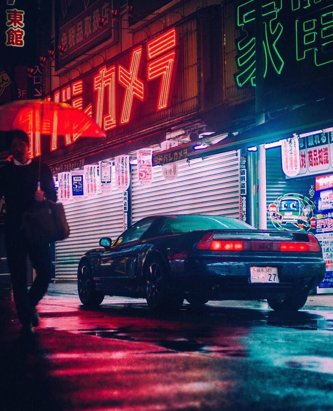 1125x1390 Jdm Car On Rainy Night Wallpaper