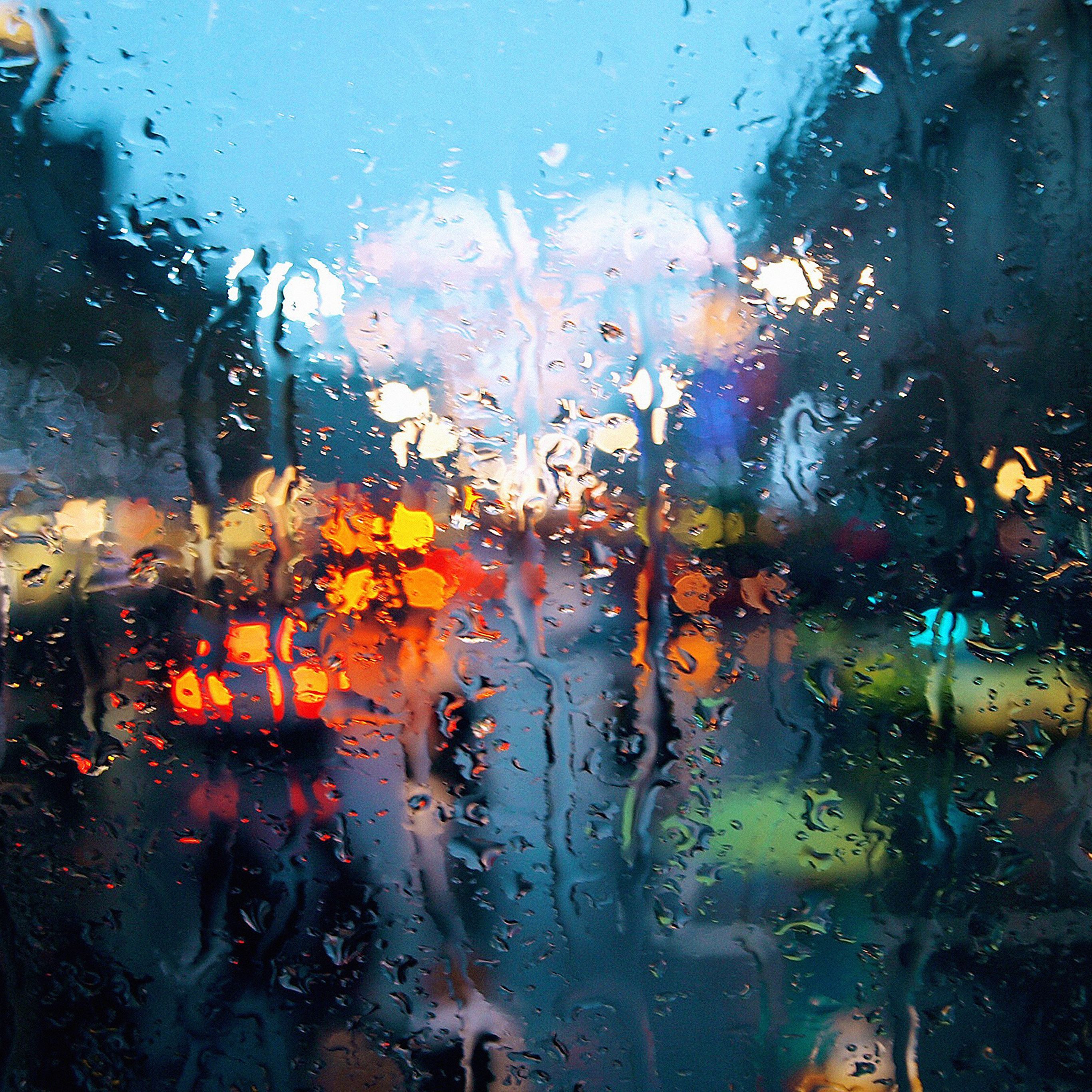 2732x2732 Android wallpaper. raining back car window street