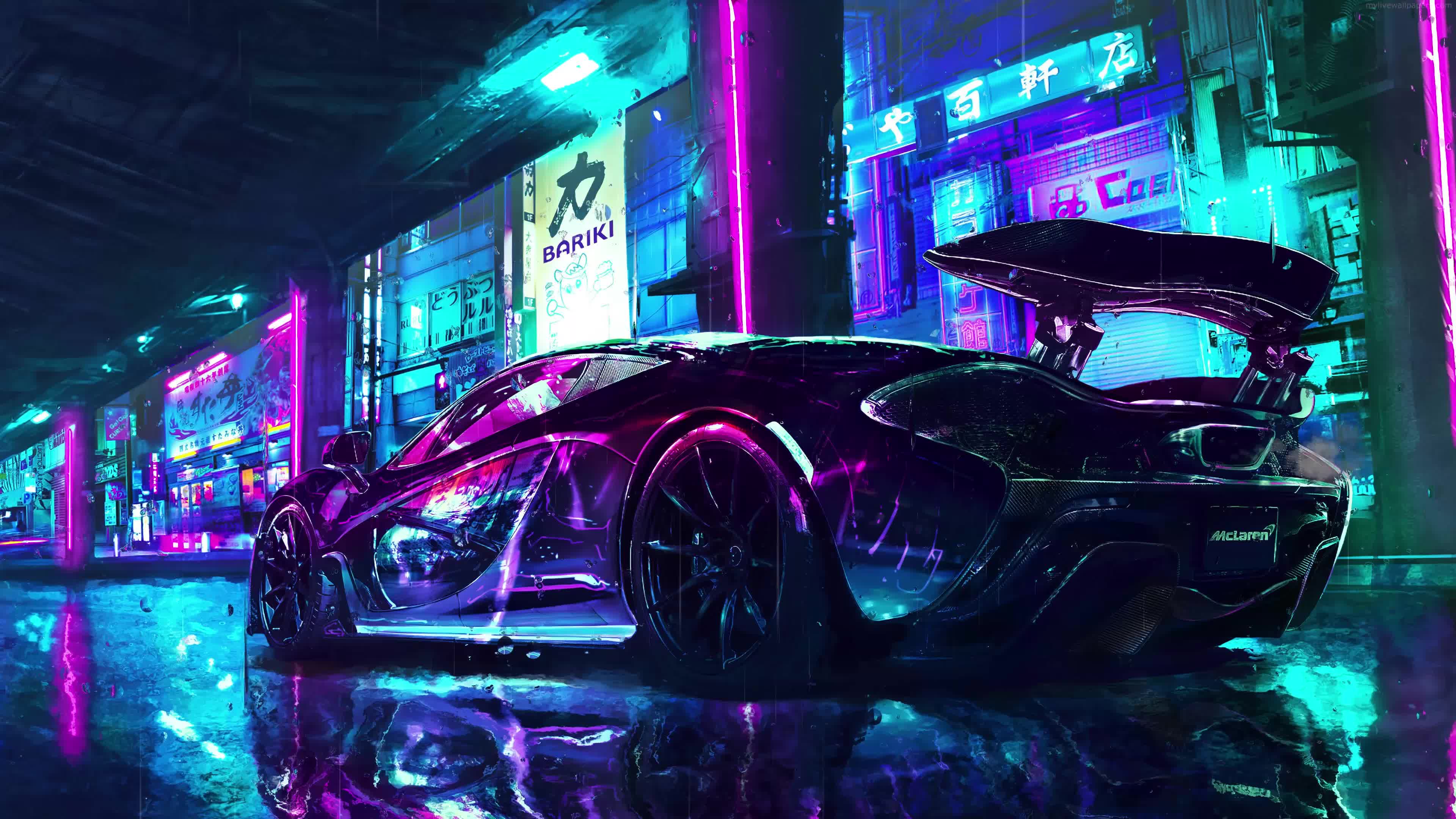 3840x2160 McLaren Raining Night 4K Car Live Wallpaper