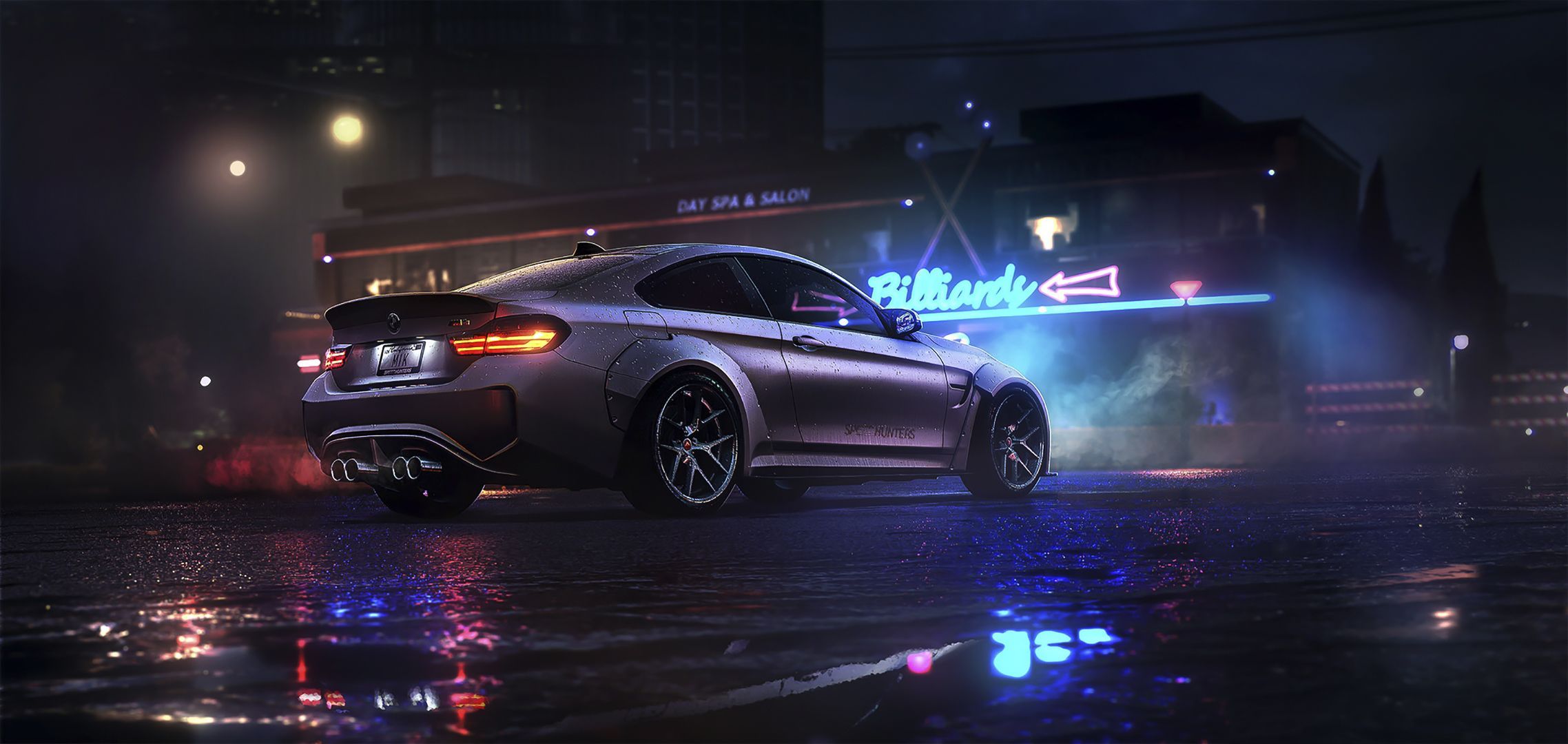2276x1080 Wallpaper car, BMW, dark, rain, night, Sport, Rear for mobile and desktop, section bmw, resolution 2276x1080