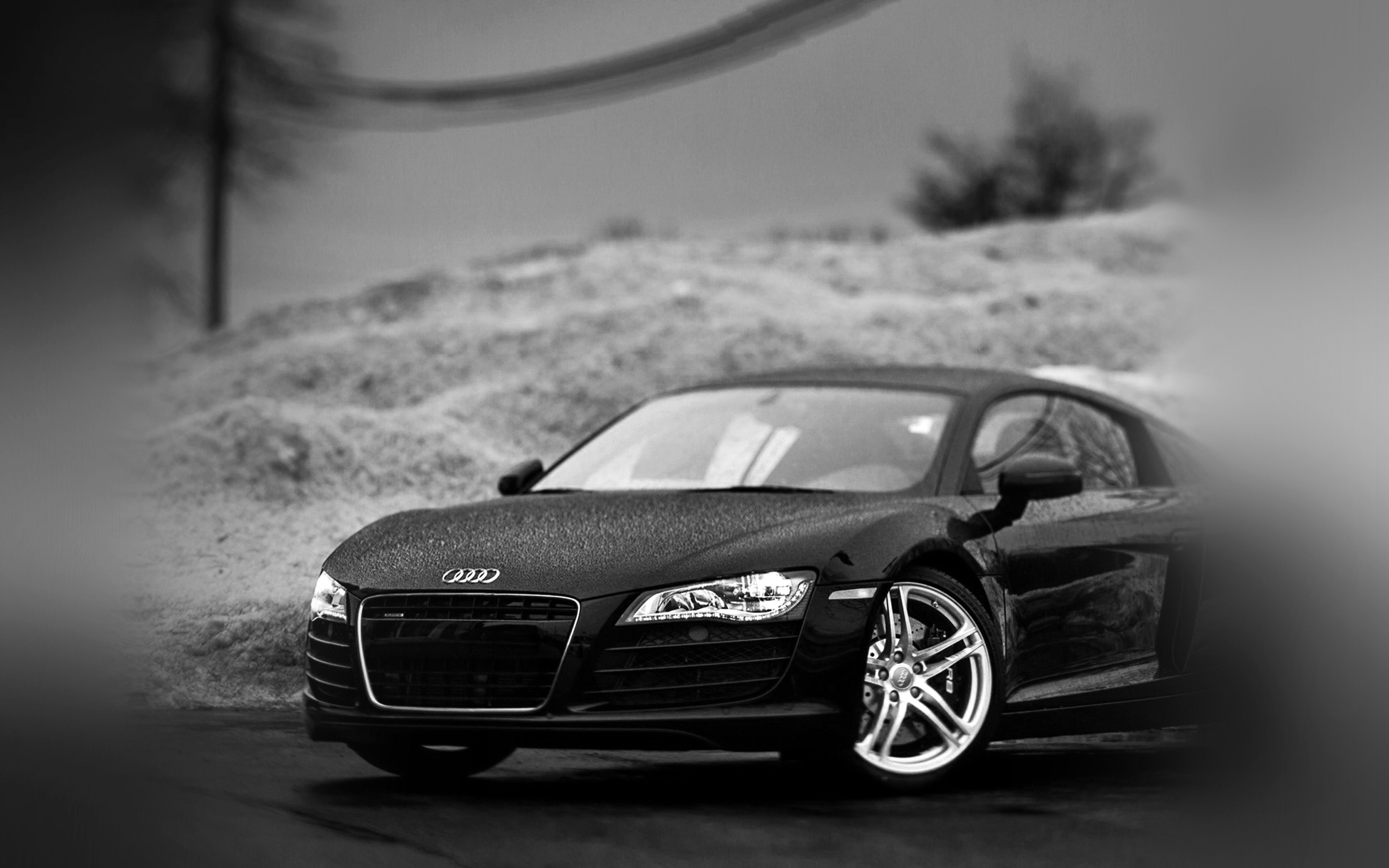 3840x2400 wallpaper for desktop, laptop. audi car rain illustration art bw dark