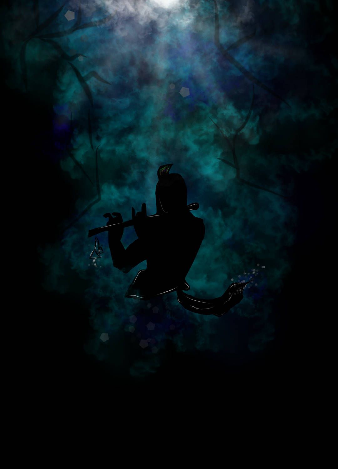 1080x1499 Krishna iPhone Silhouette Blue Smoke Wallpaper