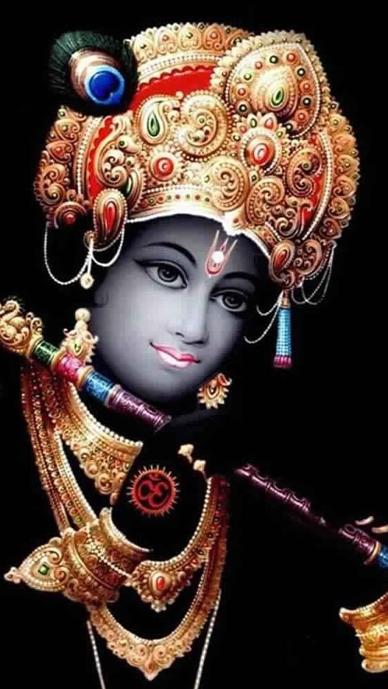 800x1421 Shree Krishna, Black Background, lord, god, kanha, HD phone wallpaper