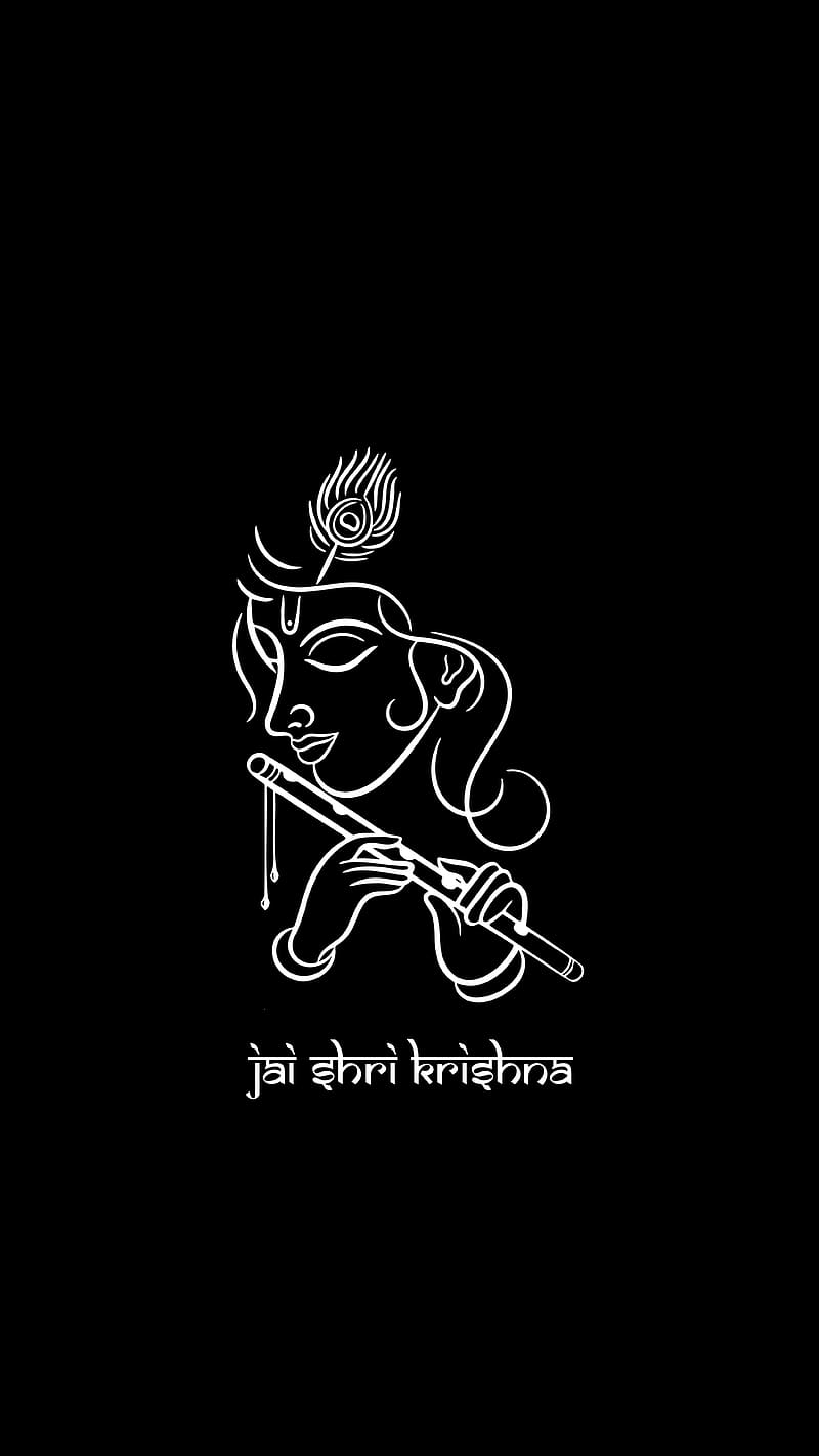 800x1422 Shree Krishna, Black Background, hindu god, bhakti, devotional, HD phone wallpaper