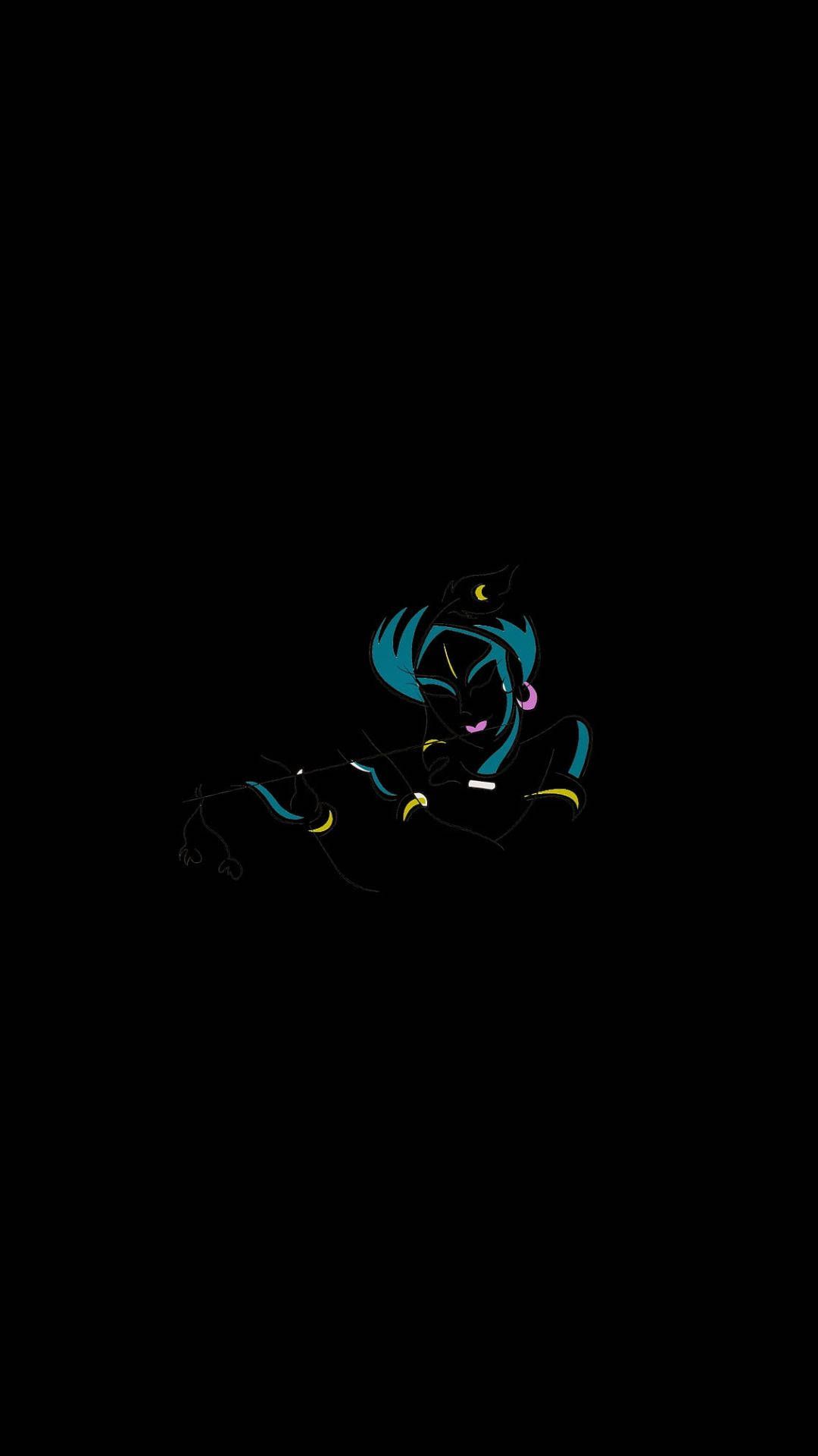 1080x1920 Dark Krishna Blue Silhouette Wallpaper