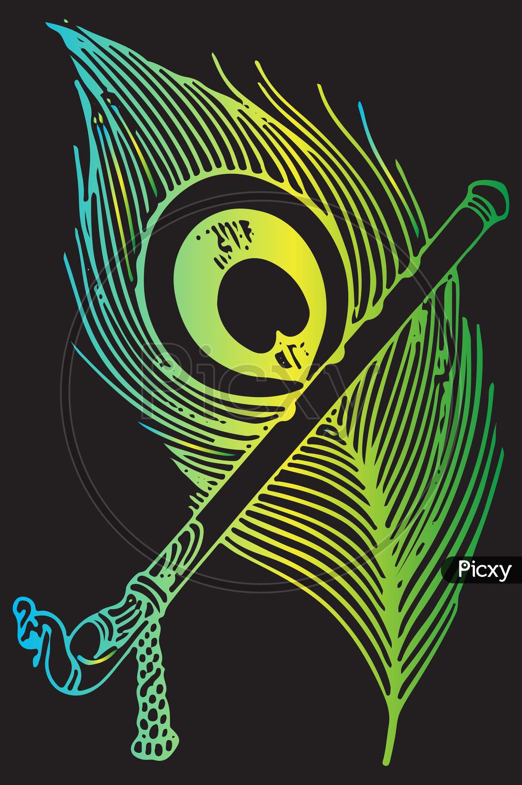 1065x1600 Image Of Drawing Of Lord Krishna Sign And Symbol Of Colorful Flute With Peacock Feather On Black Background FI957847 Picxy