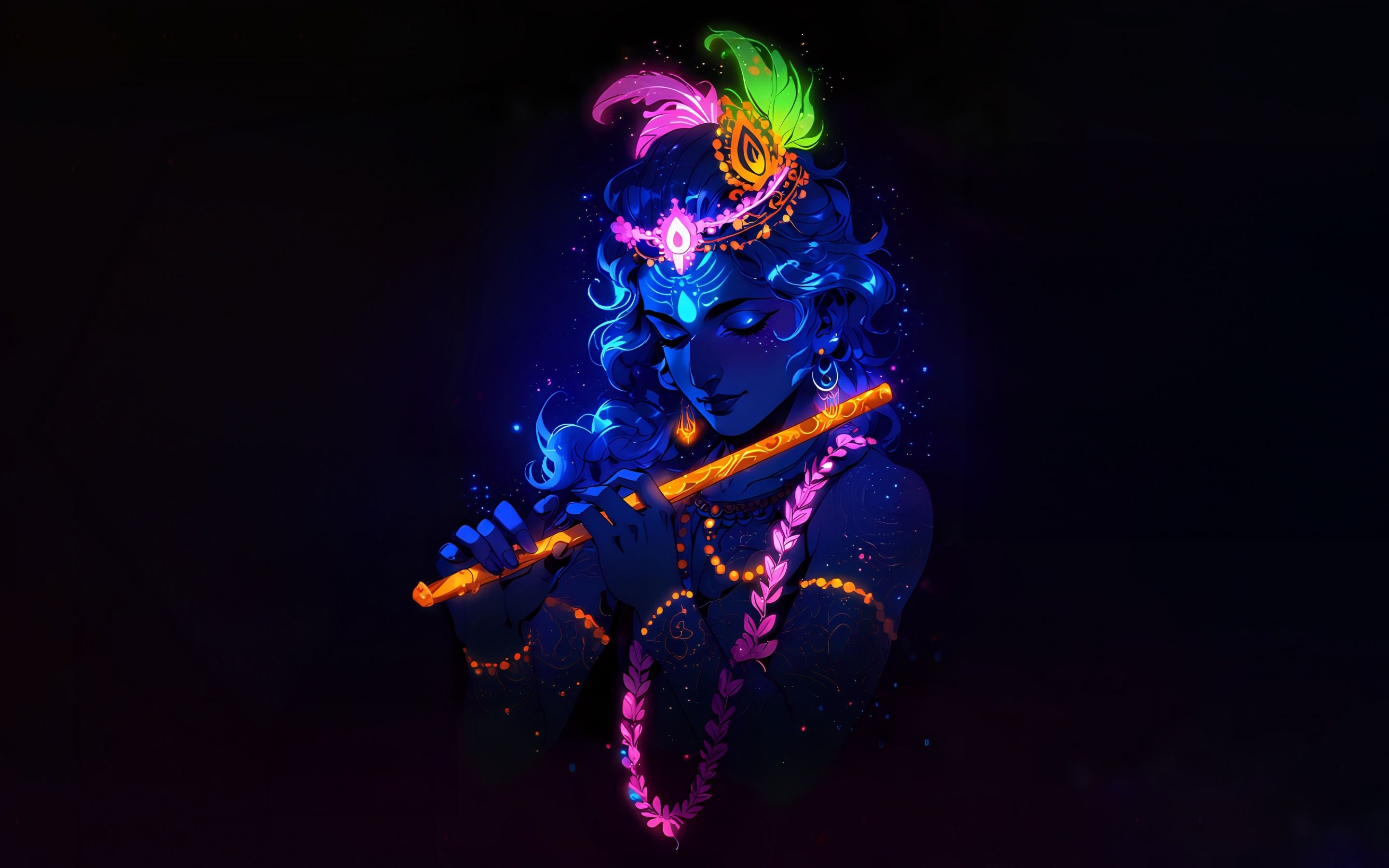 2880x1800 Lord Krishna Wallpaper 4K, Glowing, Hinduism, AMOLED, 5K