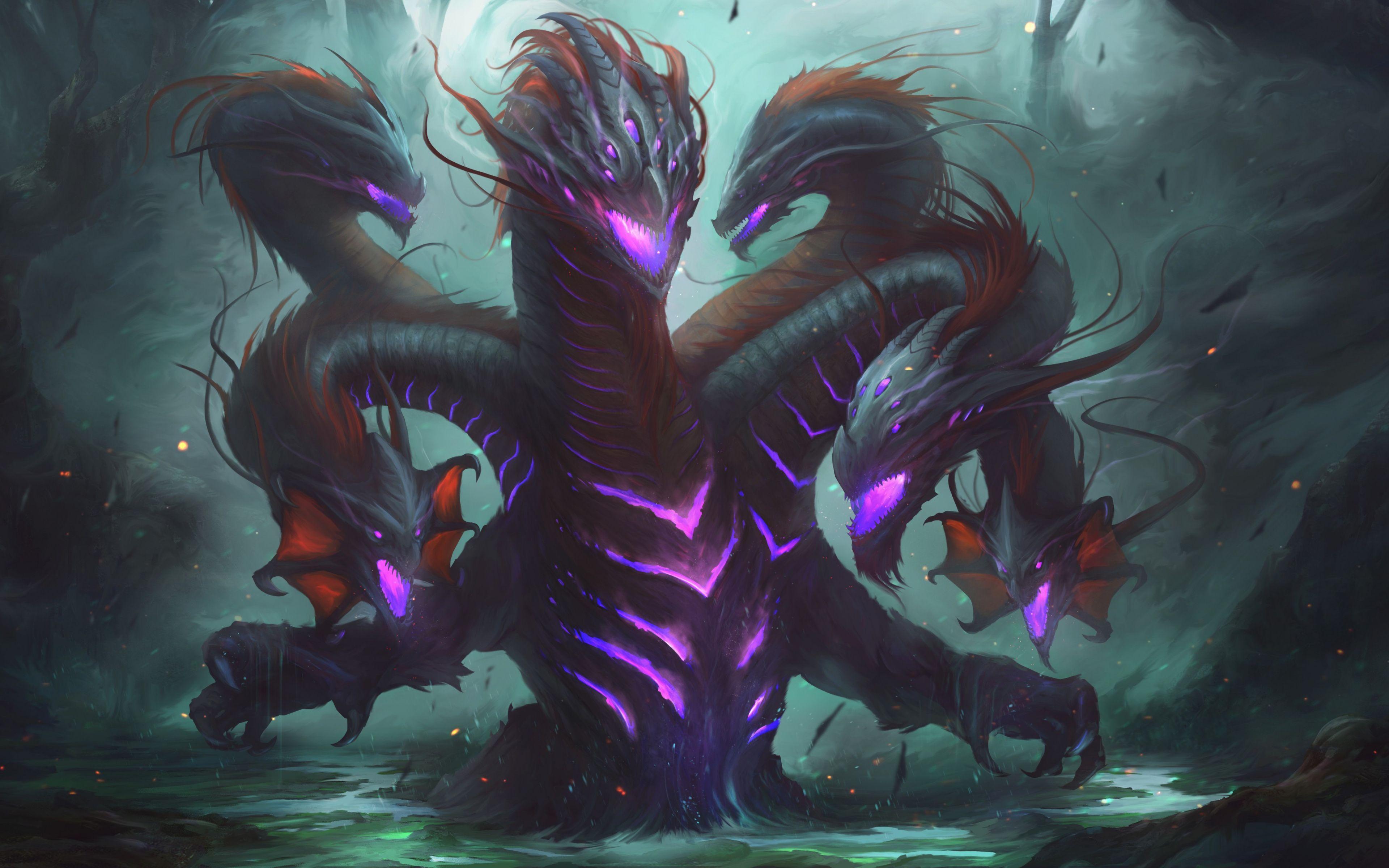 3840x2400 Wallpaper Creature, Art, 4k, Hydra, Fantasy Dragon