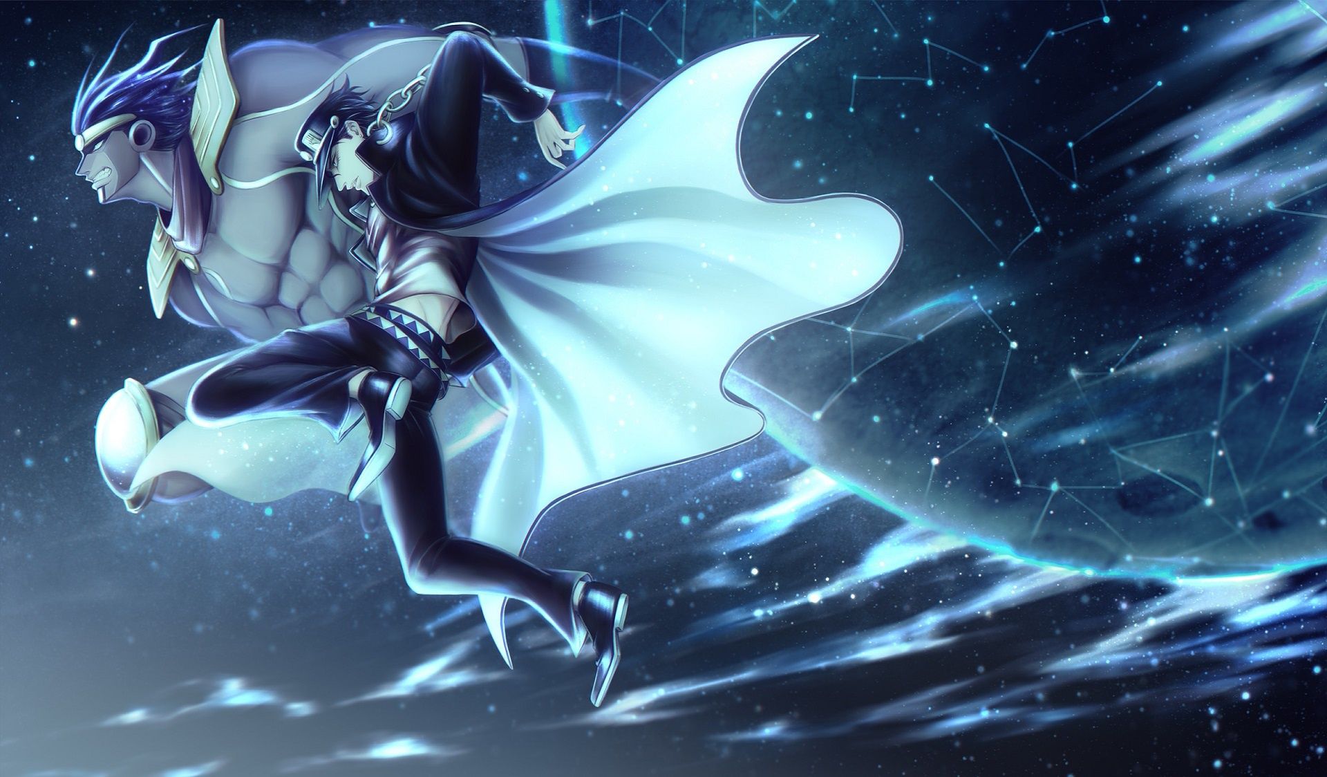 1920x1124 Wallpaper space, anime, art, guy, Jojo`s Bizarre Adventure for mobile and desktop, section сёнэн, resolution 1920x1124