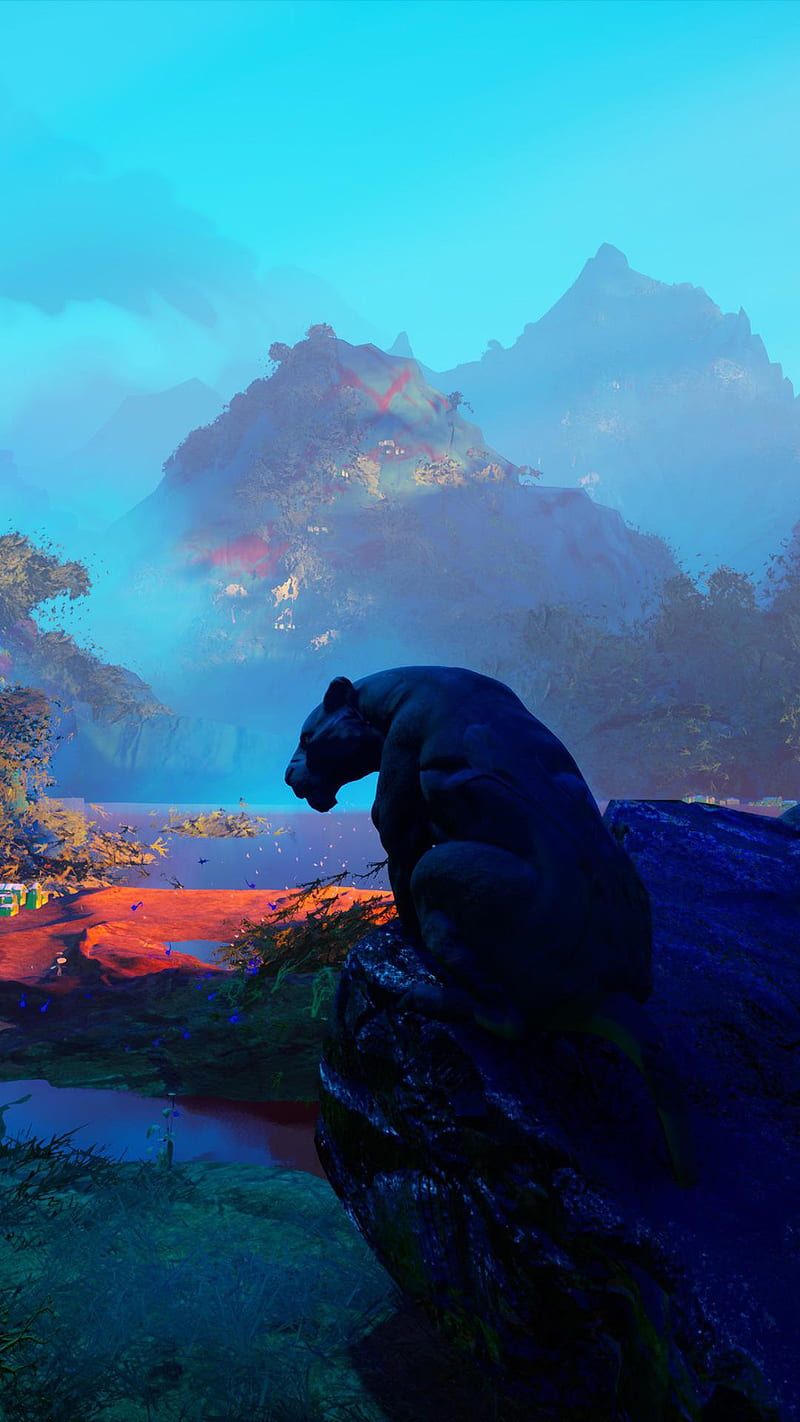 800x1422 Black Panther, landscape, lion, magic, marvel, mountain, ocean, view, HD phone wallpaper