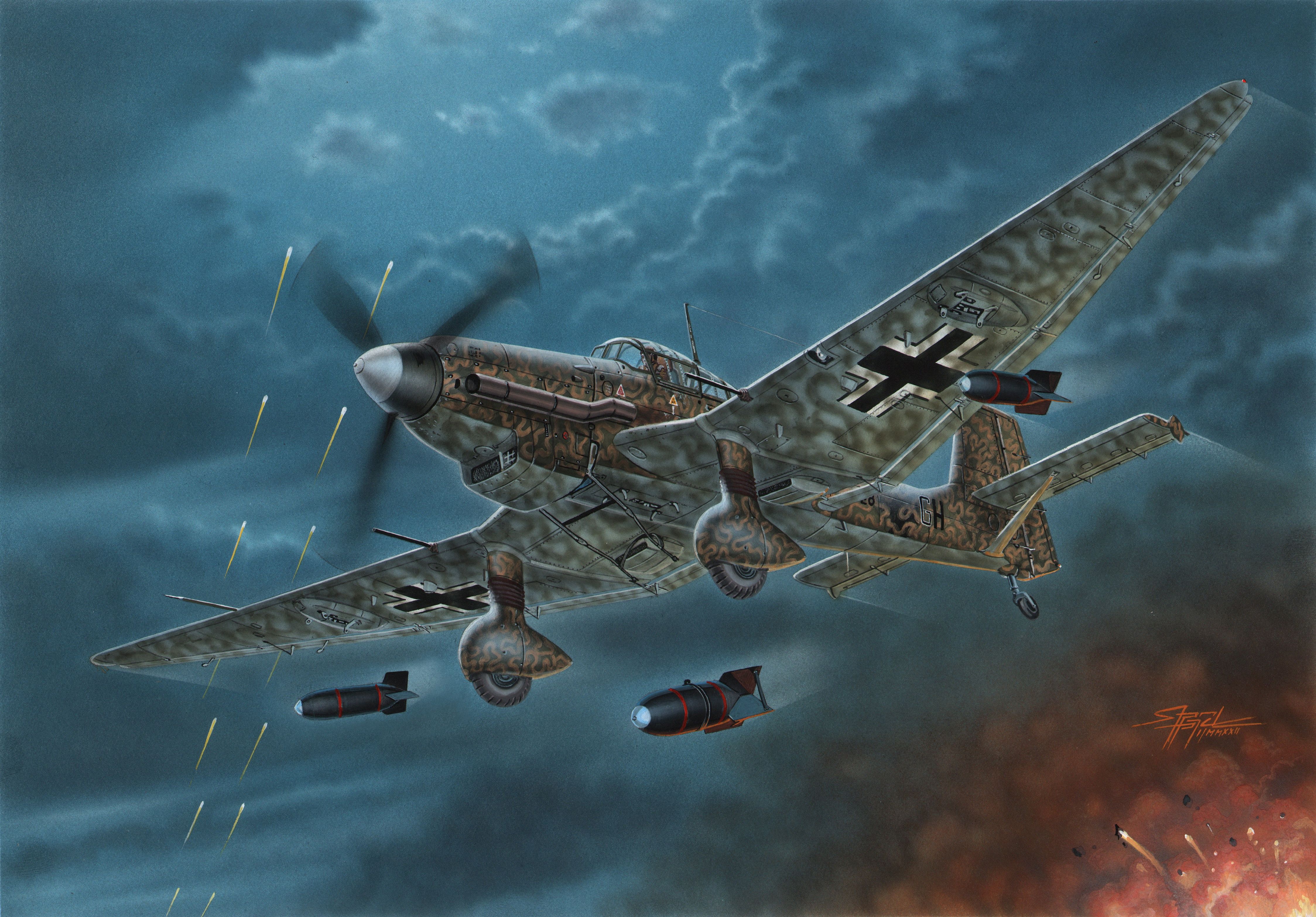 4495x3132 Download Luftwaffe Bomber Military Junkers Ju 87 4k Ultra HD Wallpaper