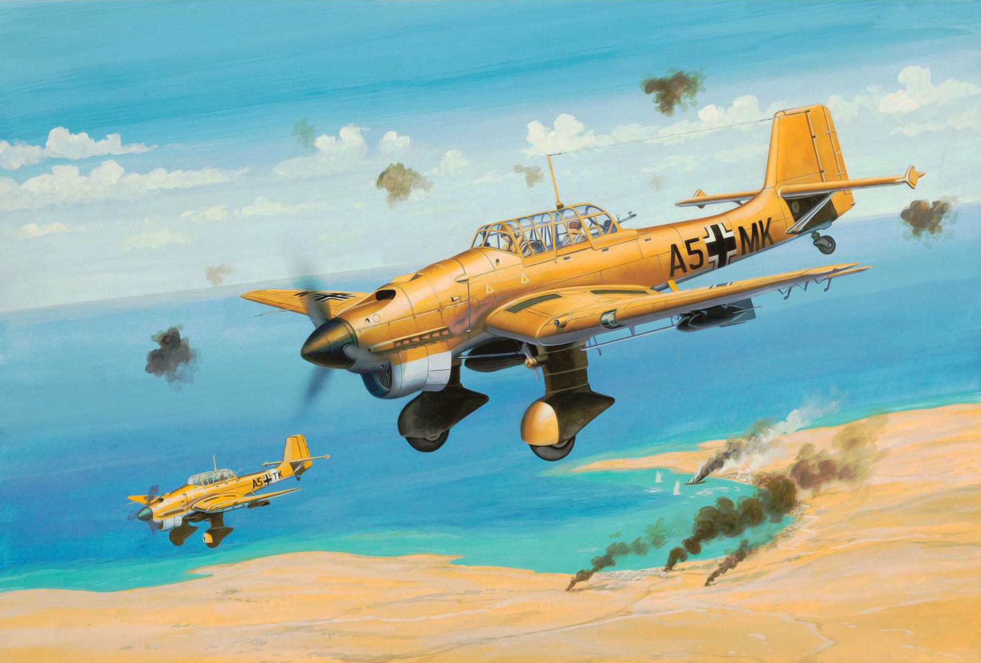 1920x1298 Wallpaper war, art, airplane, painting, aviation, ww Junkers Ju 87B Stuka for mobile and desktop, section авиация, resolution 1920x1298