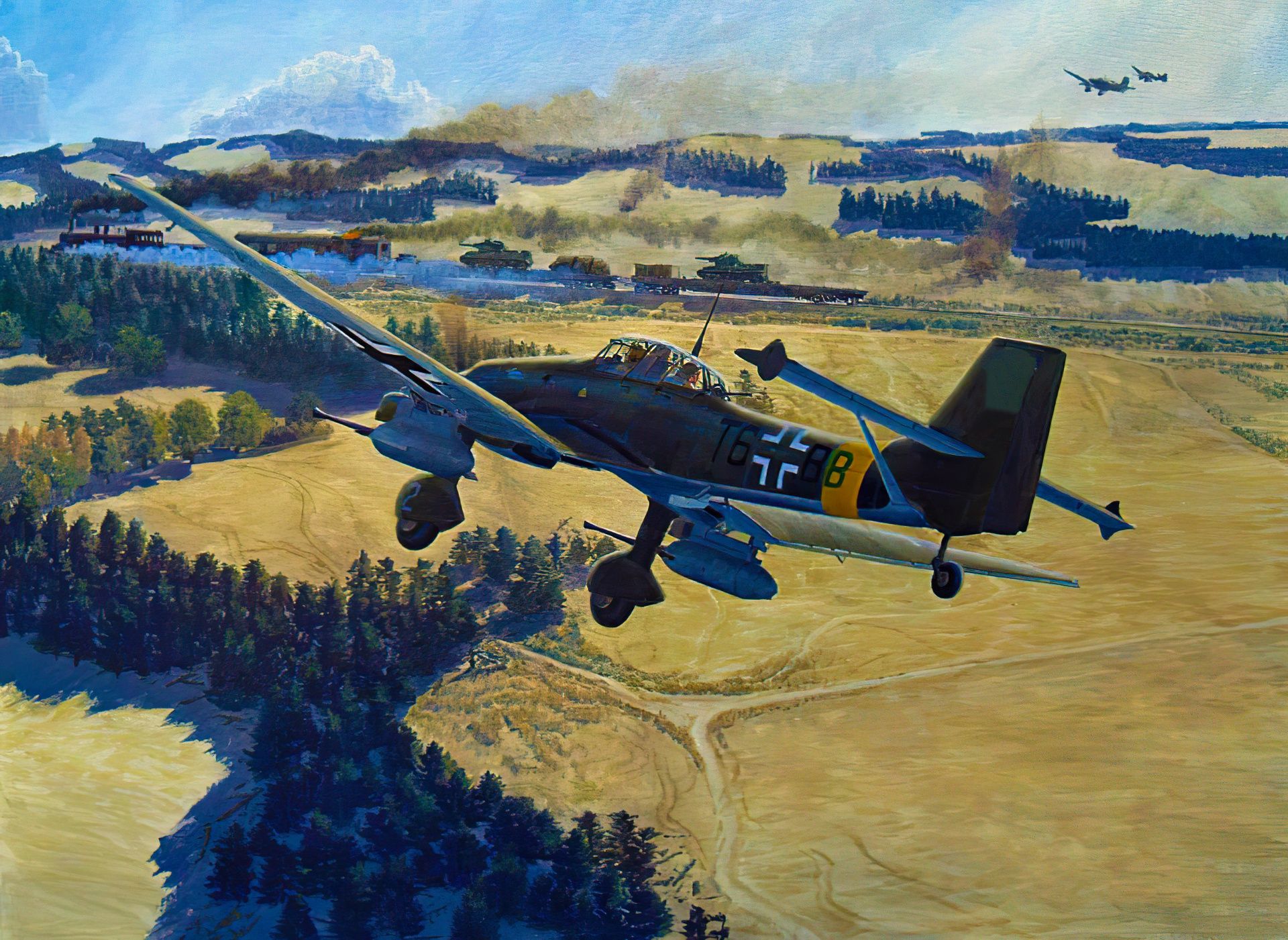 1920x1401 Wallpaper bomber, war, art, aviation, ww Junkers Ju stuka for mobile and desktop, section авиация, resolution 1920x1401