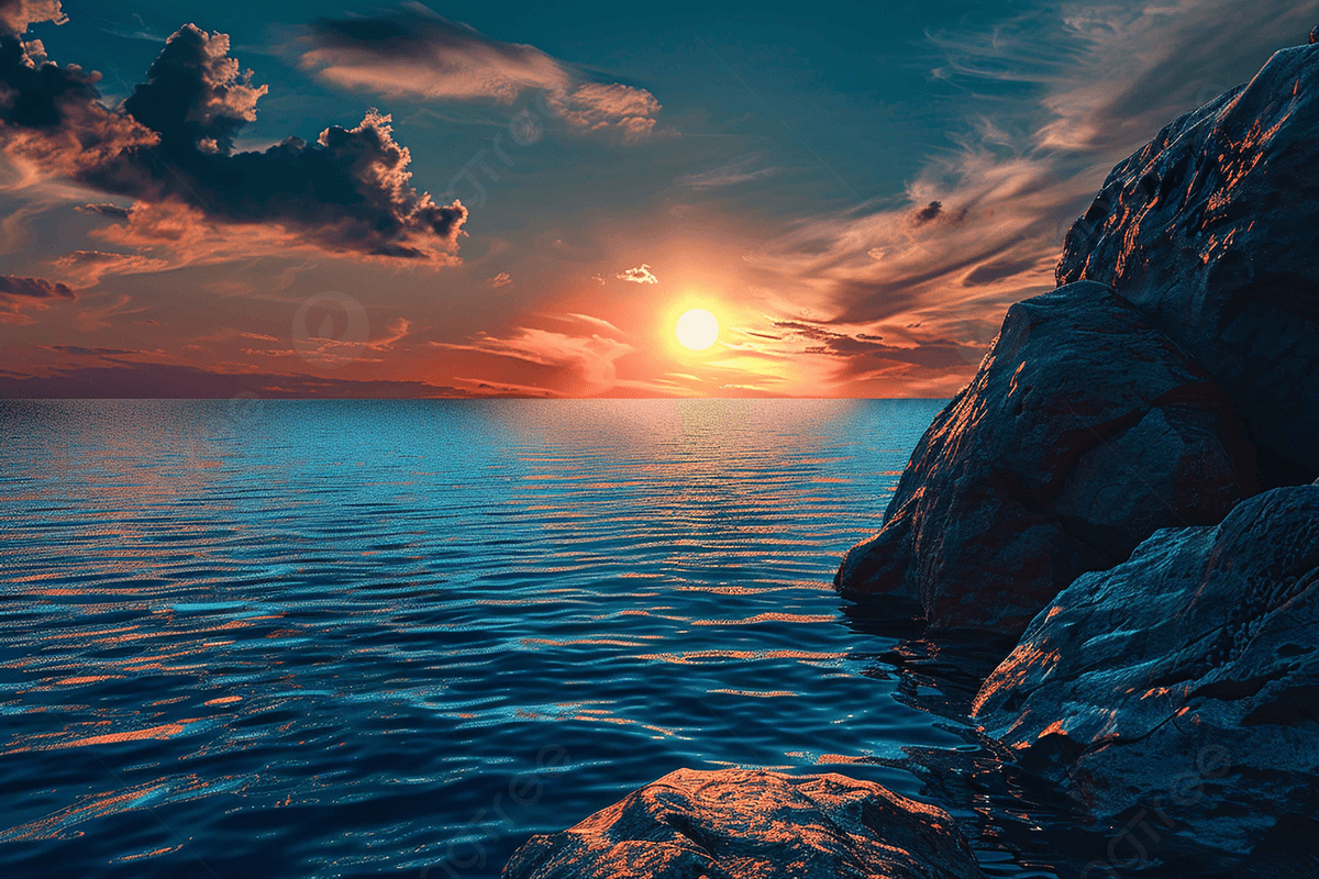 1200x800 Earth Sunset Horizon Nature Ocean Rock Sky Water Sea Background Image, Sky, Beautiful, Sunset Background Image And Wallpaper for Free Download