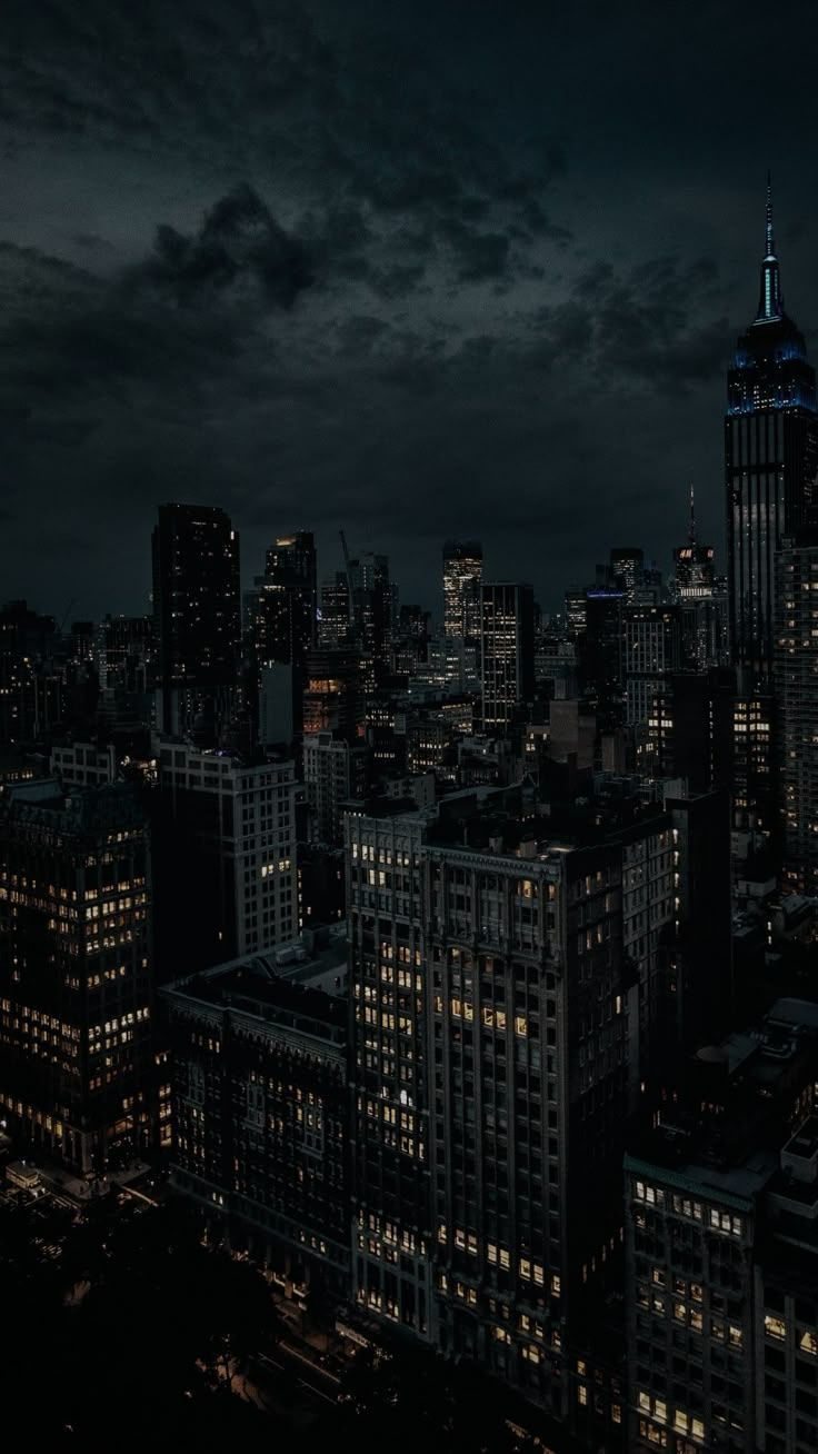 736x1308 Dark night city lighte and buildings wallpaper
