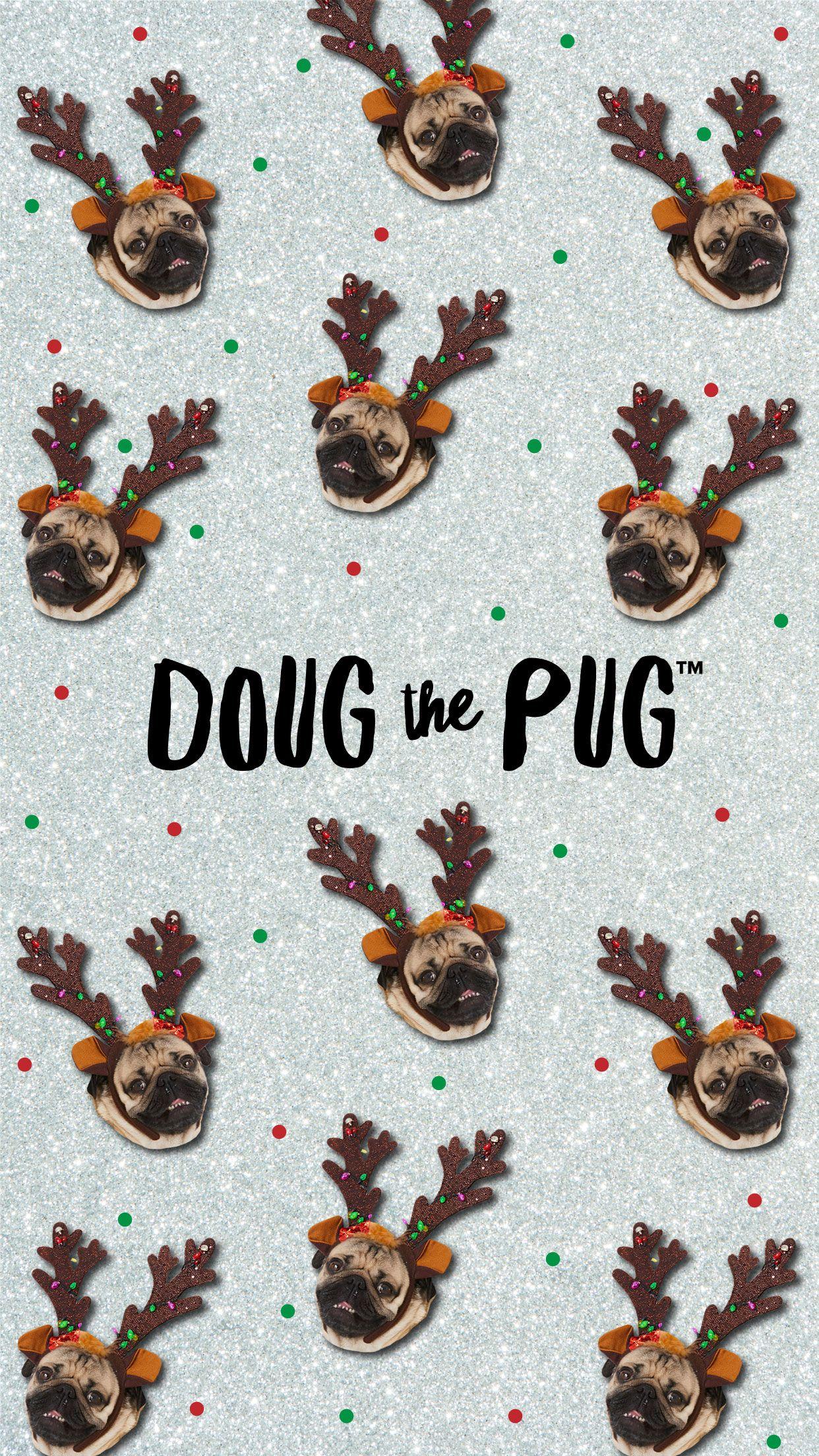 1242x2208 FREE Doug the Pug Christmas Wallpaper - #ClairesBlog