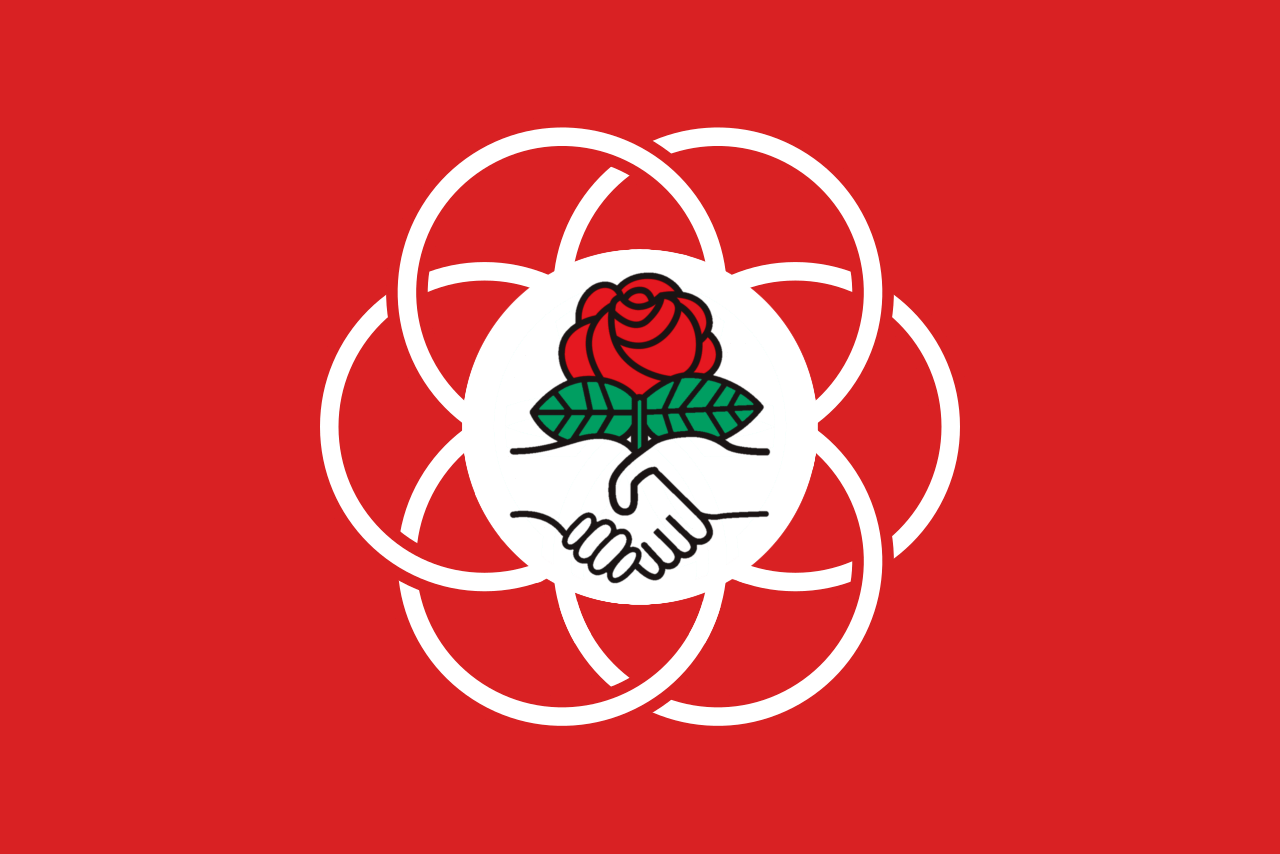 1280x854 Flag of planet earth with the democratic socialist symbol