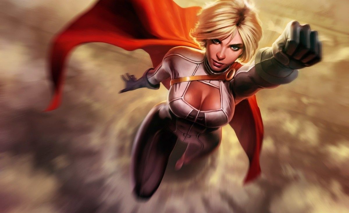 1200x735 Anime power girl dc comics boobs big superheroines cape Play Gaming Mat Desk
