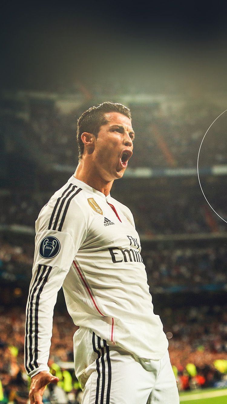 750x1334 Ronaldo Real Madrid Soccer Shout Roar Sports Wallpaper