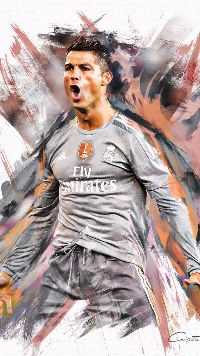 800x1422 Cr Painting, painting of cr football, sports, art work, HD phone wallpaper
