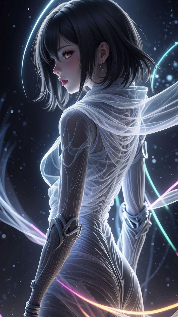 736x1308 Wallpaper girl, fairy, neon, glow, fantasy, ai, art, AI 4K by ♤CRISTIAN♧¿. Download wallpaper girl, fairy, neon, glow, fantasy, ai, art for free